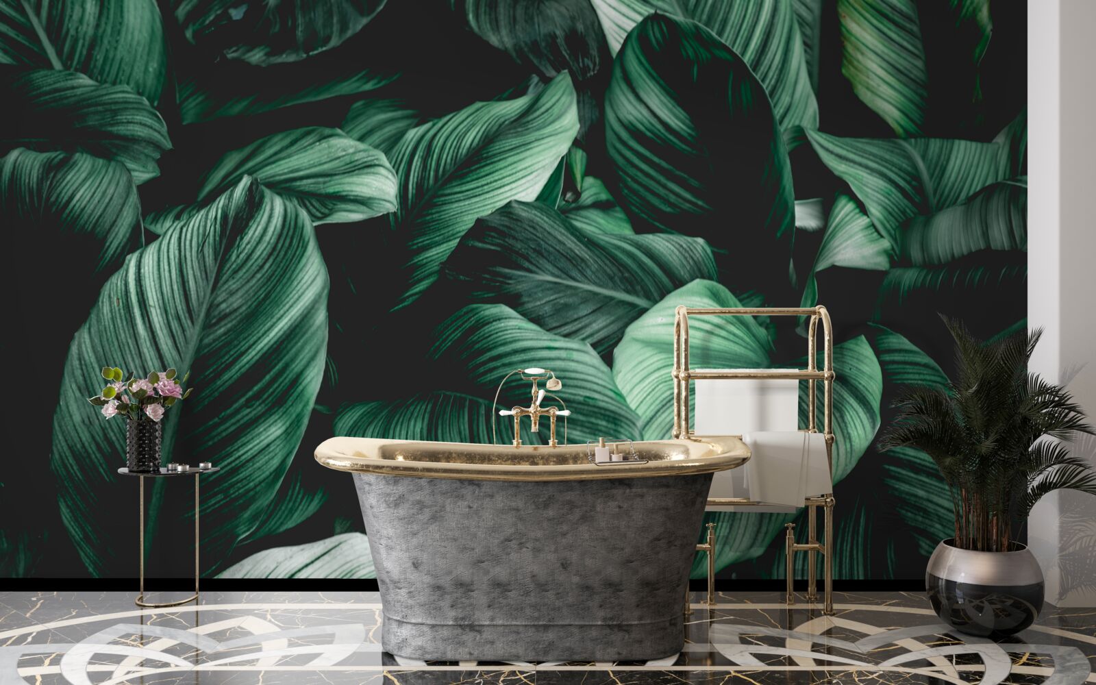 Fototapeta tmavozelené tropické listy