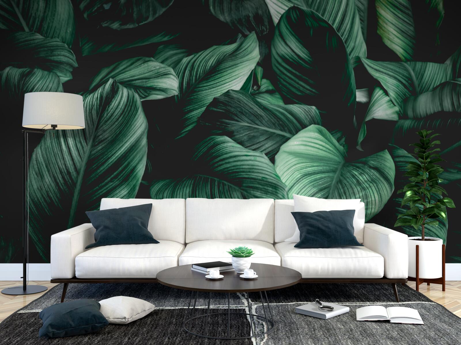 Fototapeta tmavozelené tropické listy