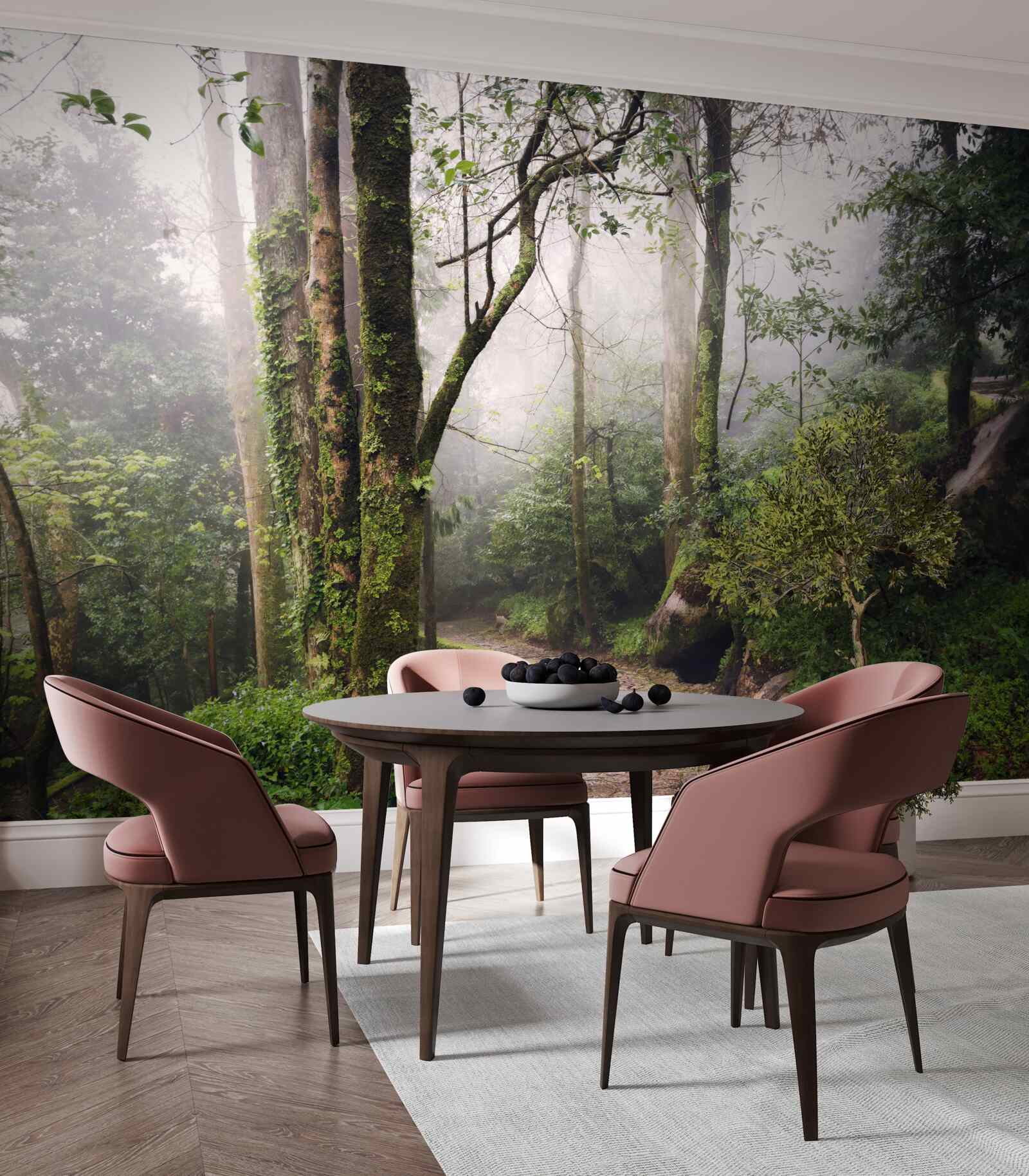 Fototapeta Cesta cez zelený ležiaci les