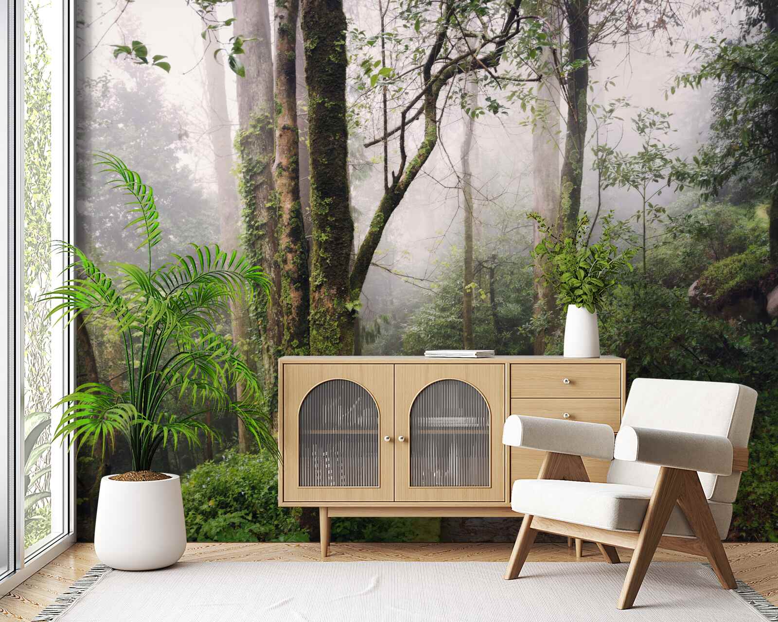 Fototapeta Cesta cez zelený ležiaci les