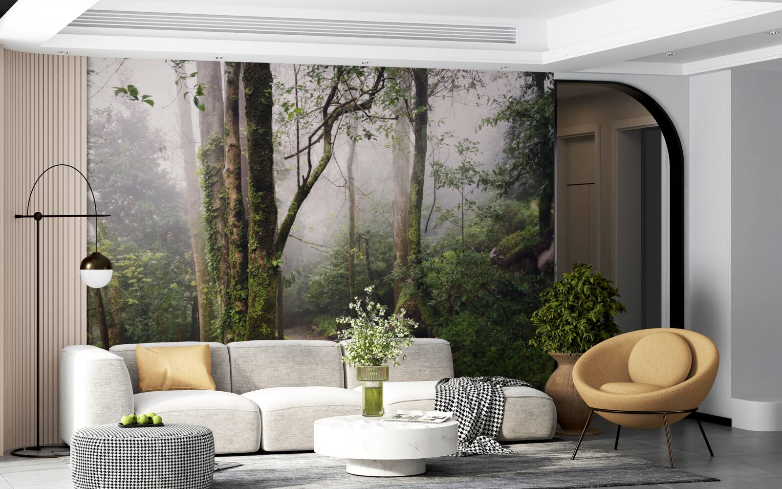 Fototapeta Cesta cez zelený ležiaci les