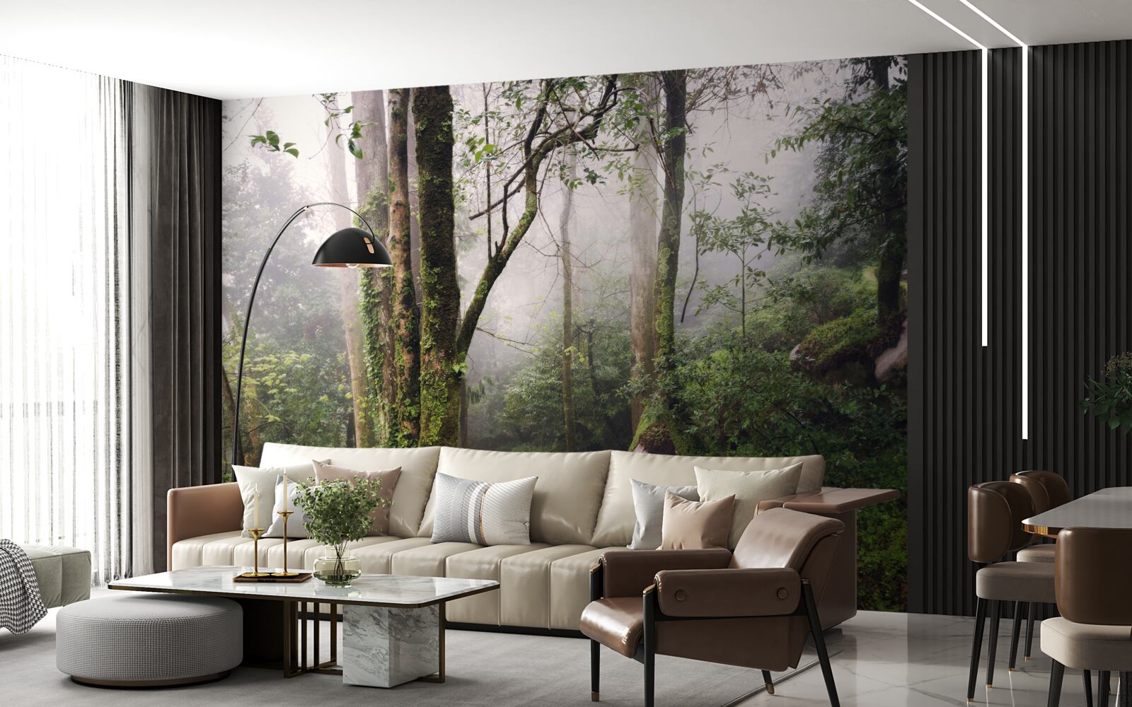 Fototapeta Cesta cez zelený ležiaci les