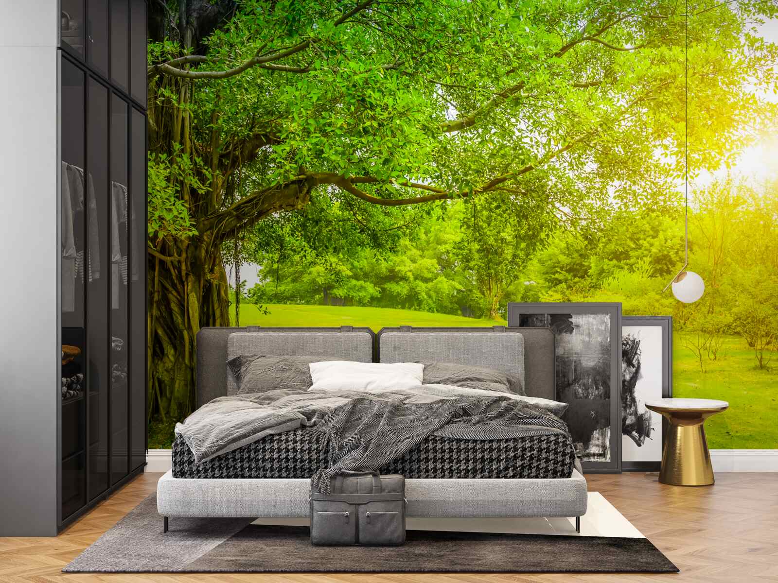 Fototapeta jasná čistinka, osvetlená slnkom a viditeľná svojou zelenou farbou