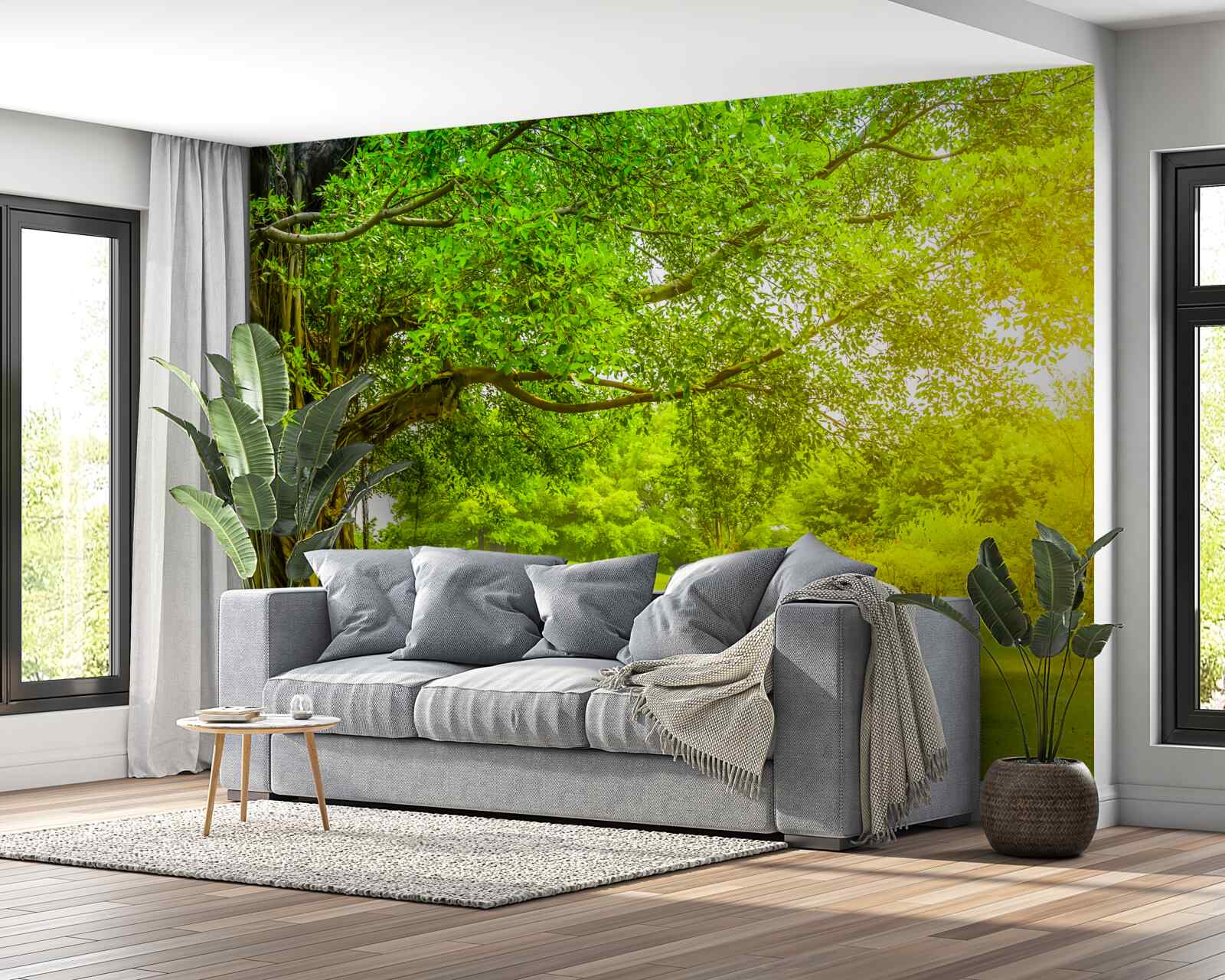 Fototapeta jasná čistinka, osvetlená slnkom a viditeľná svojou zelenou farbou