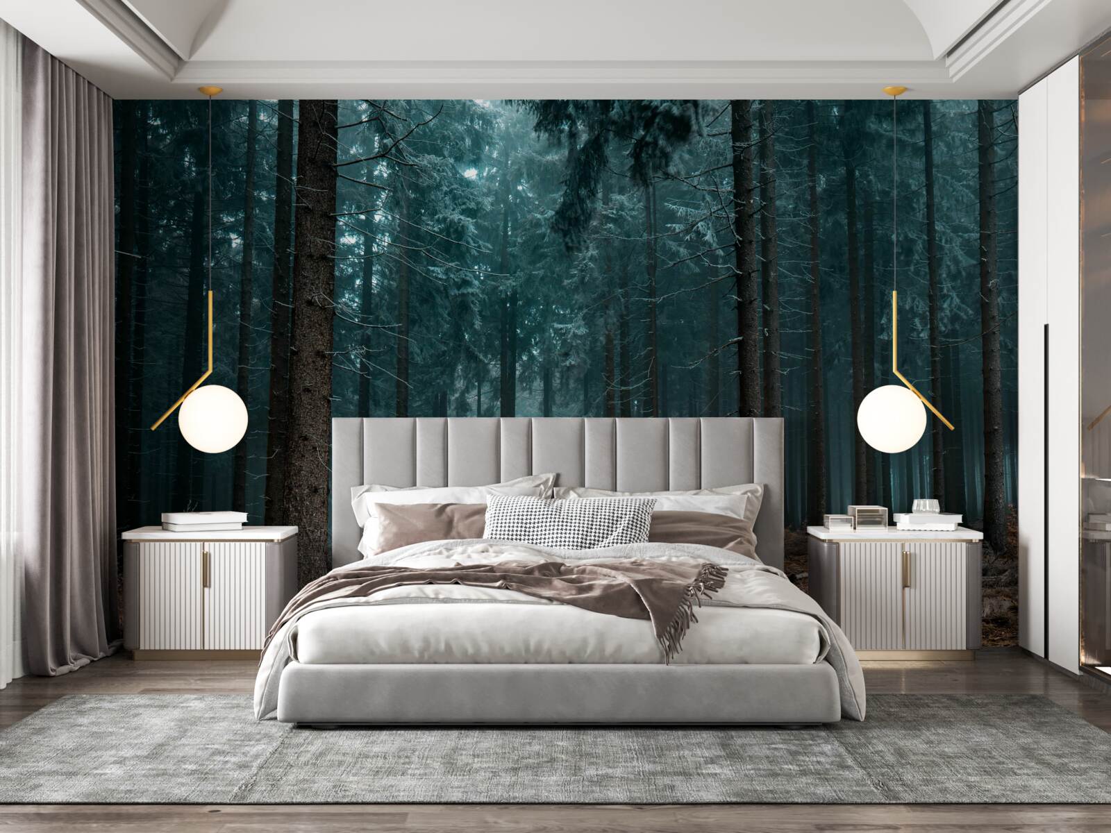 Fototapeta hodnotný chodník do hustého hmlového lesa