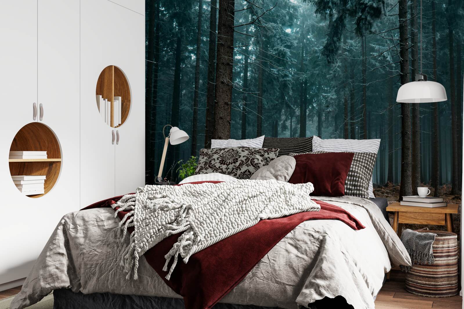 Fototapeta hodnotný chodník do hustého hmlového lesa