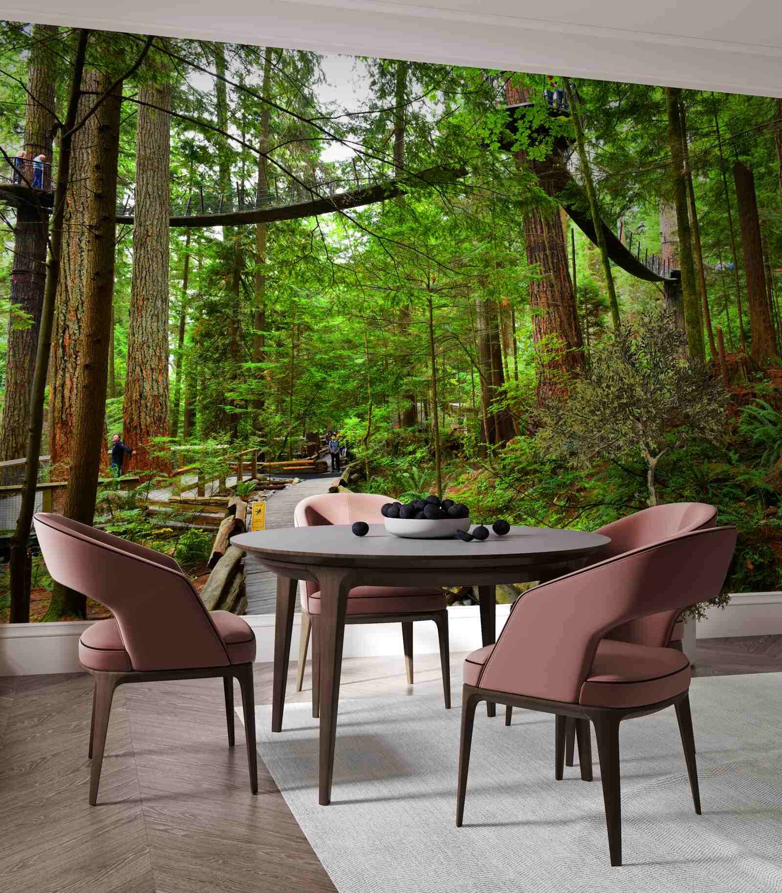 Fototapeta visutý turistický most obklopený lesom