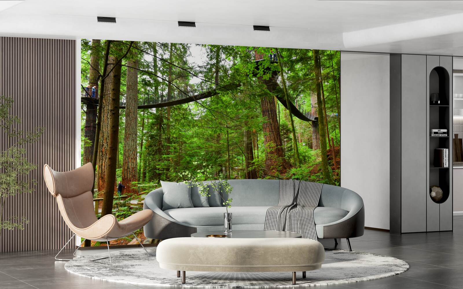 Fototapeta visutý turistický most obklopený lesom