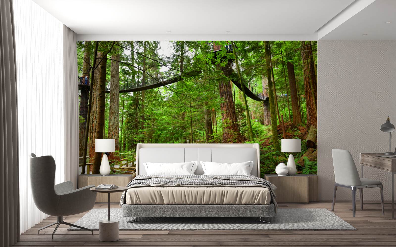 Fototapeta visutý turistický most obklopený lesom