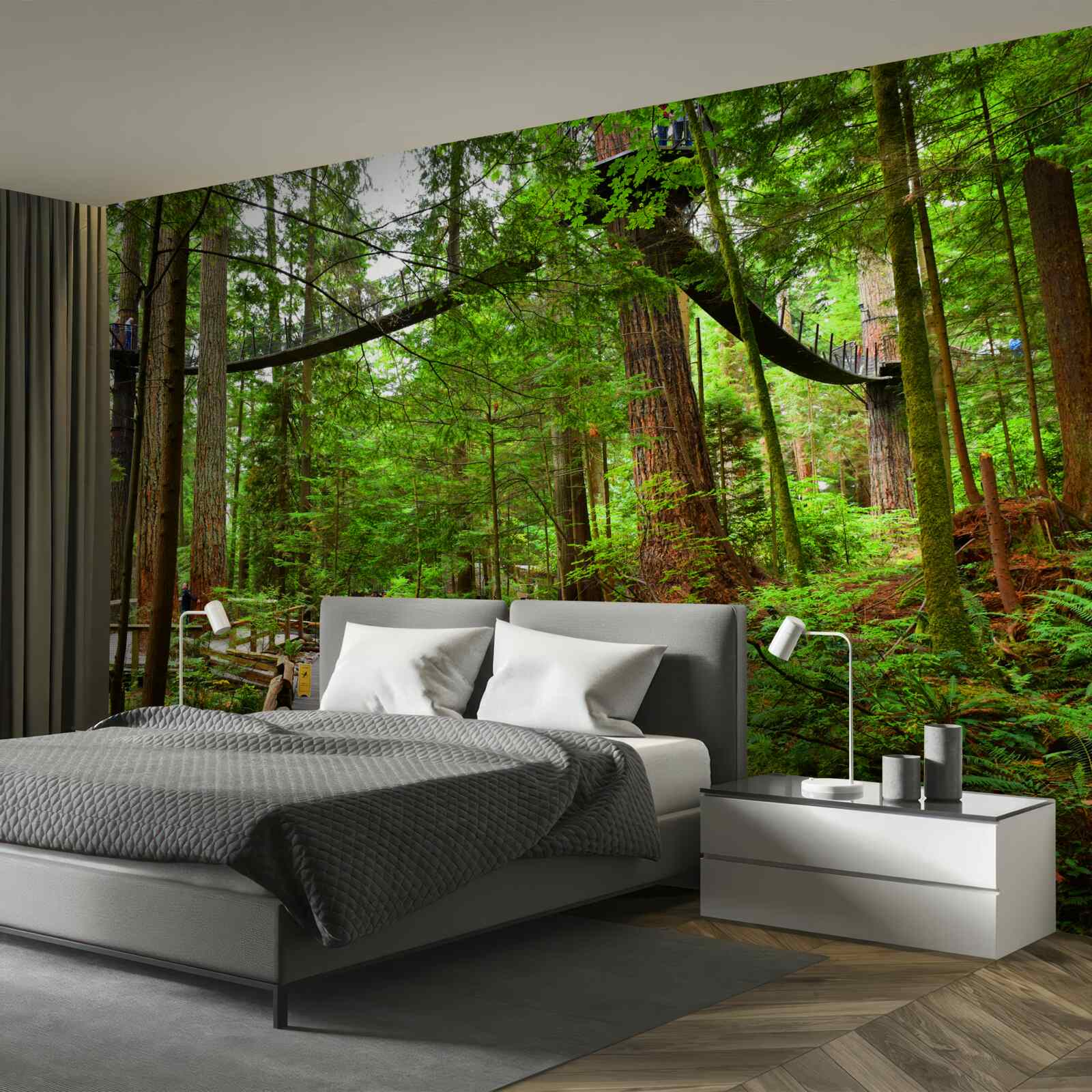 Fototapeta visutý turistický most obklopený lesom