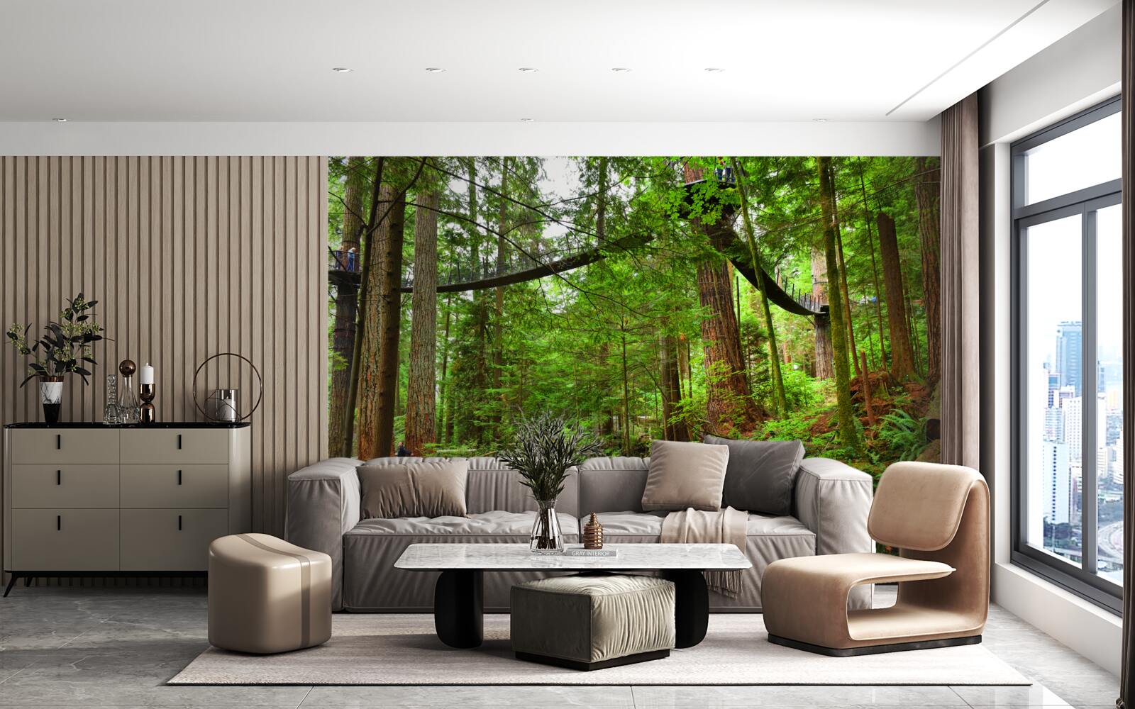 Fototapeta visutý turistický most obklopený lesom