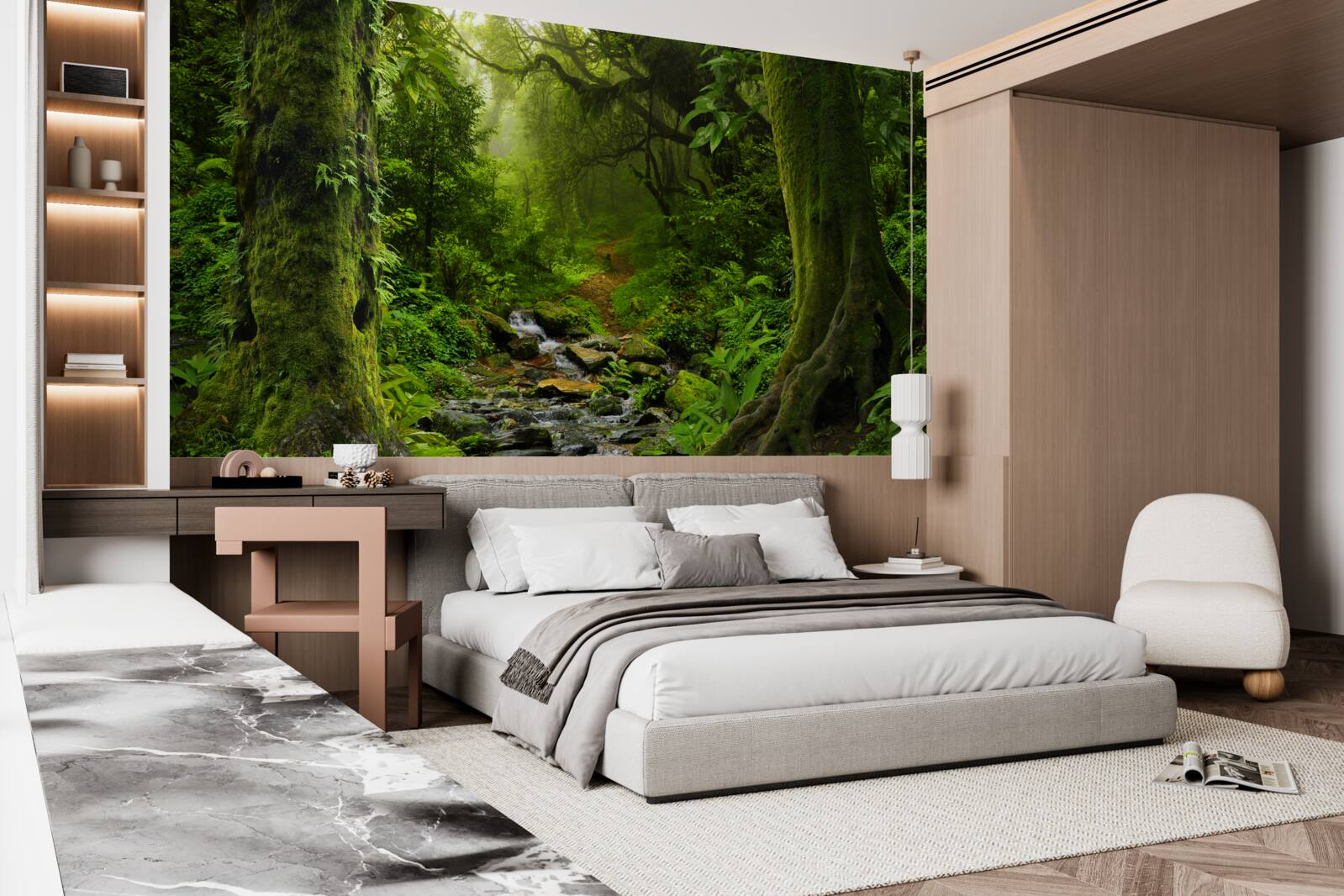 Fototapeta Svitanie nad vodopádom uprostred lesa