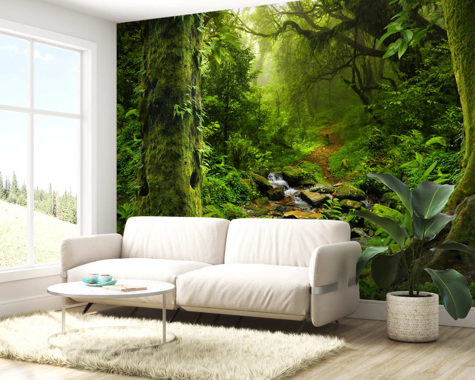 Fototapeta Svitanie nad vodopádom uprostred lesa