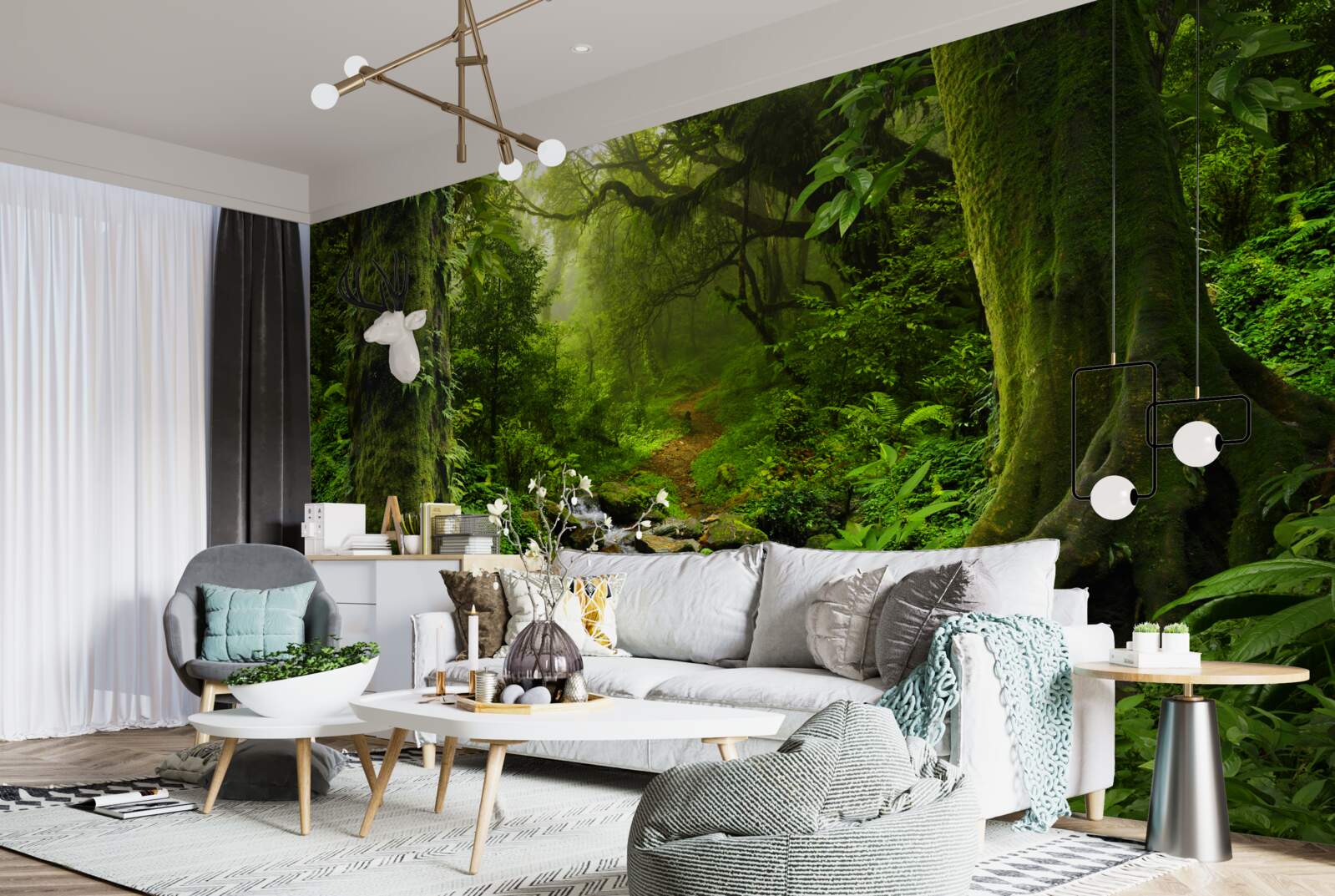 Fototapeta Svitanie nad vodopádom uprostred lesa