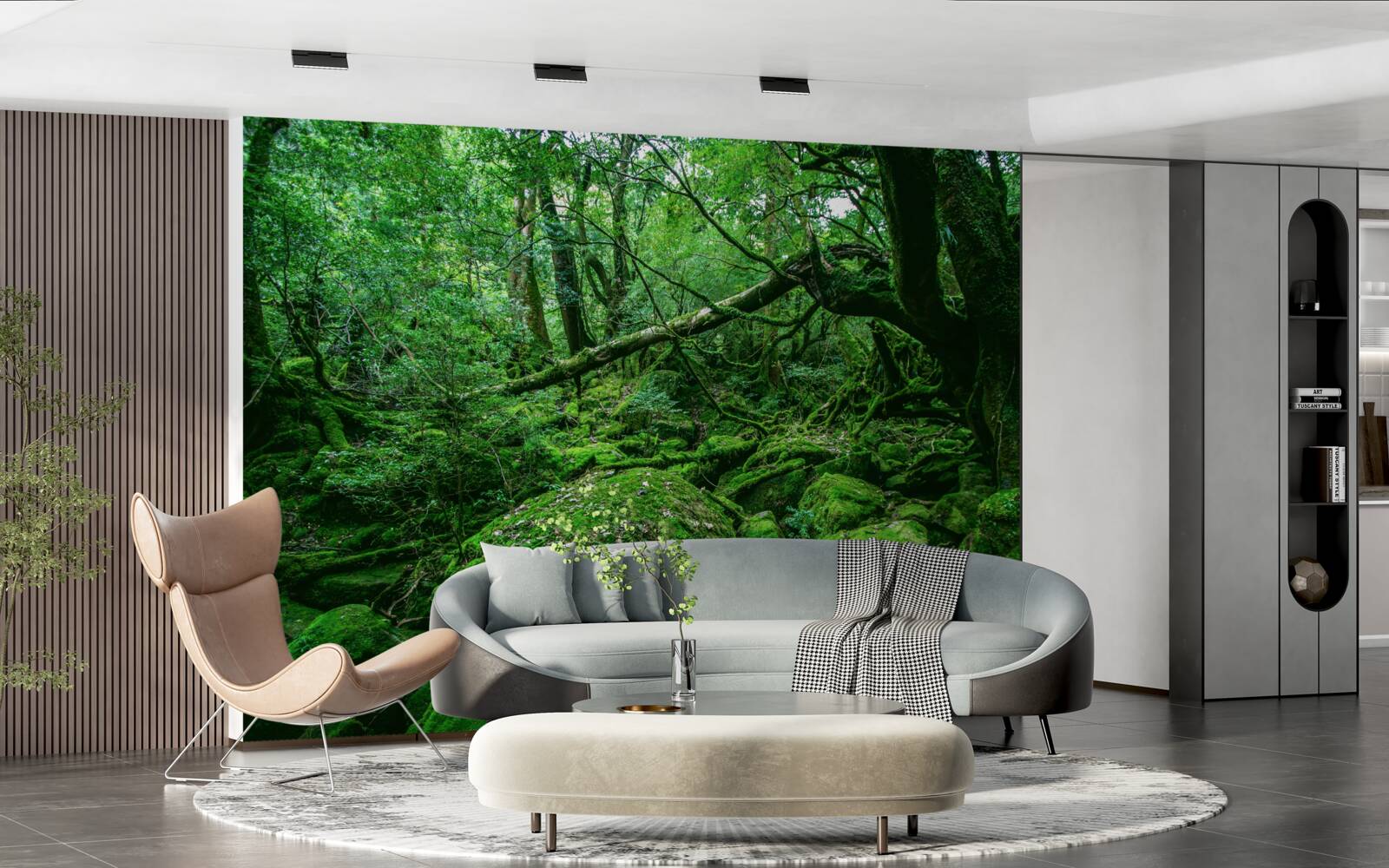 Fototapeta les, hojne zelený, bez slnečného svetla