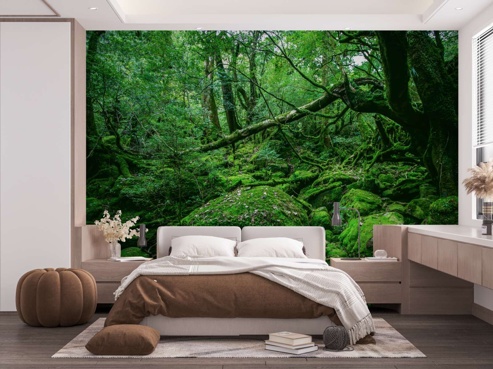 Fototapeta les, hojne zelený, bez slnečného svetla