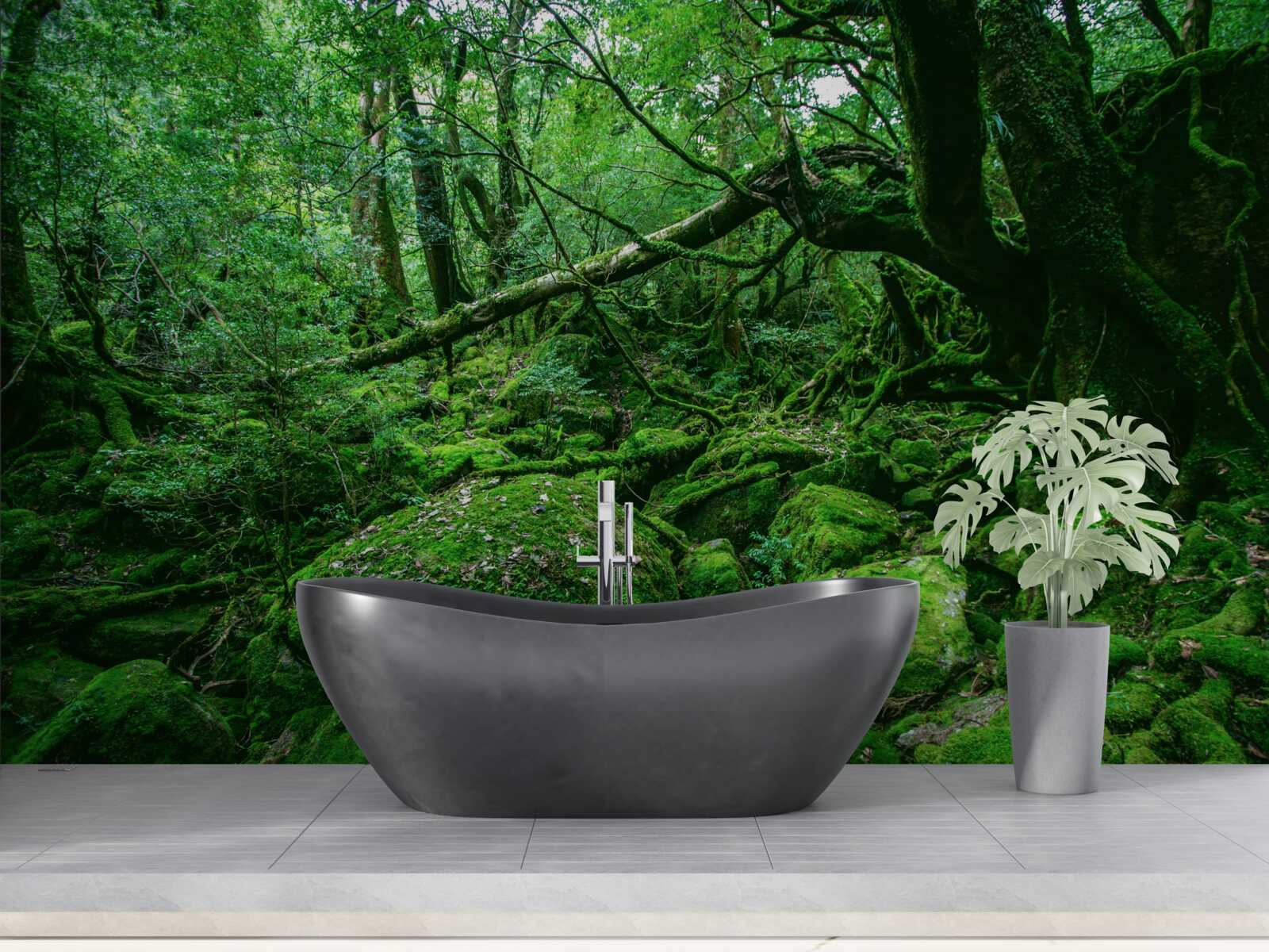 Fototapeta les, hojne zelený, bez slnečného svetla