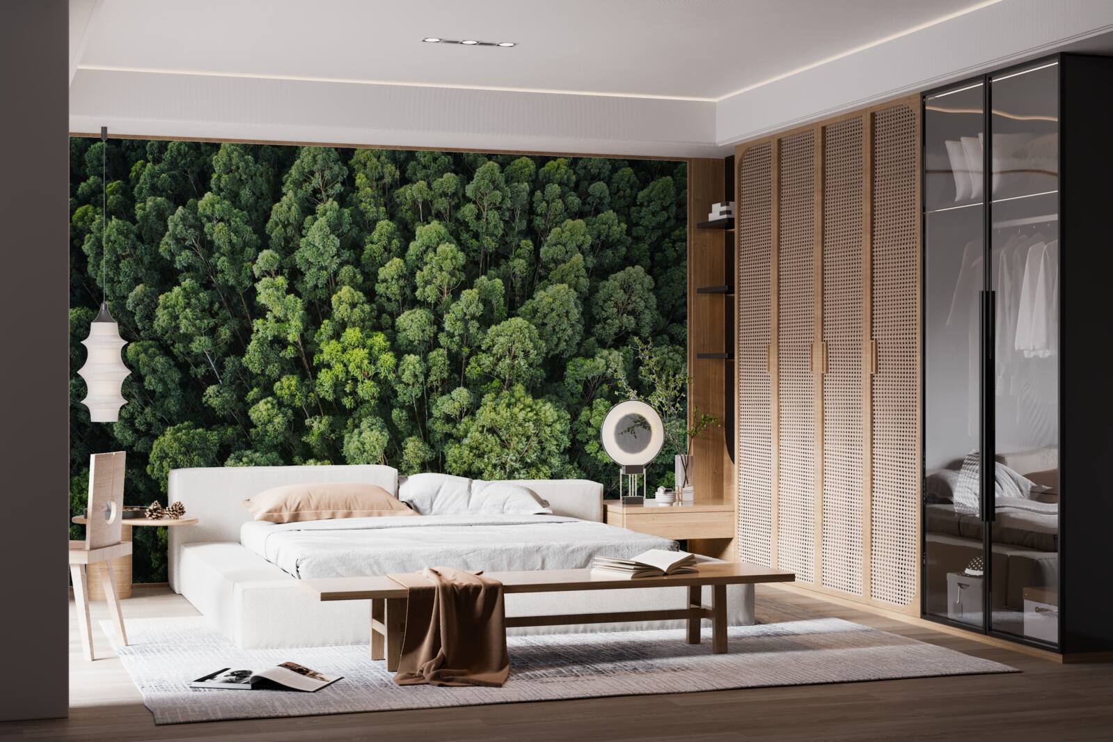 Fototapeta lesné stromy so zelenými korunami