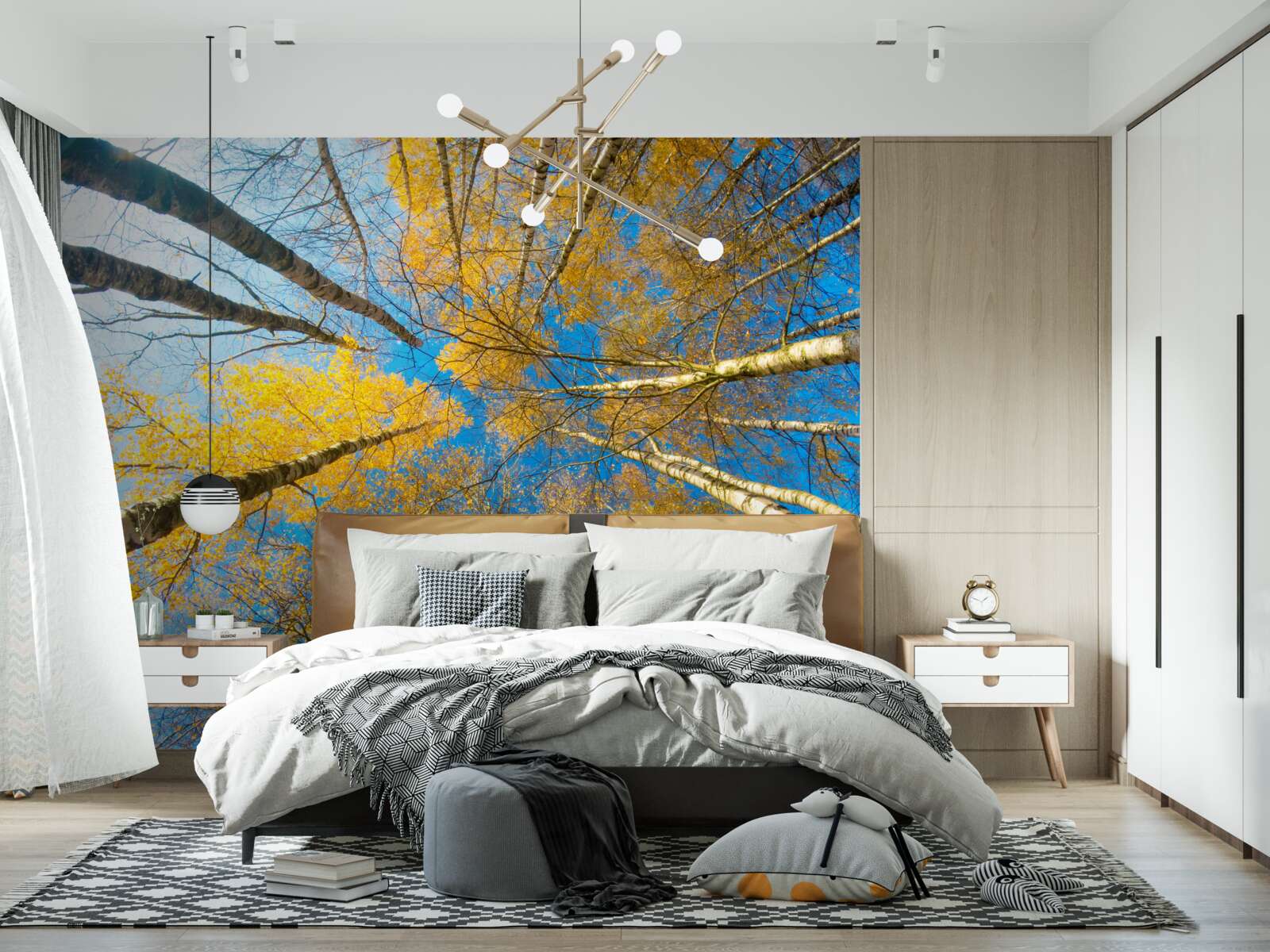 Fototapeta vrcholy vysokých stromov sú natreté žltou farbou