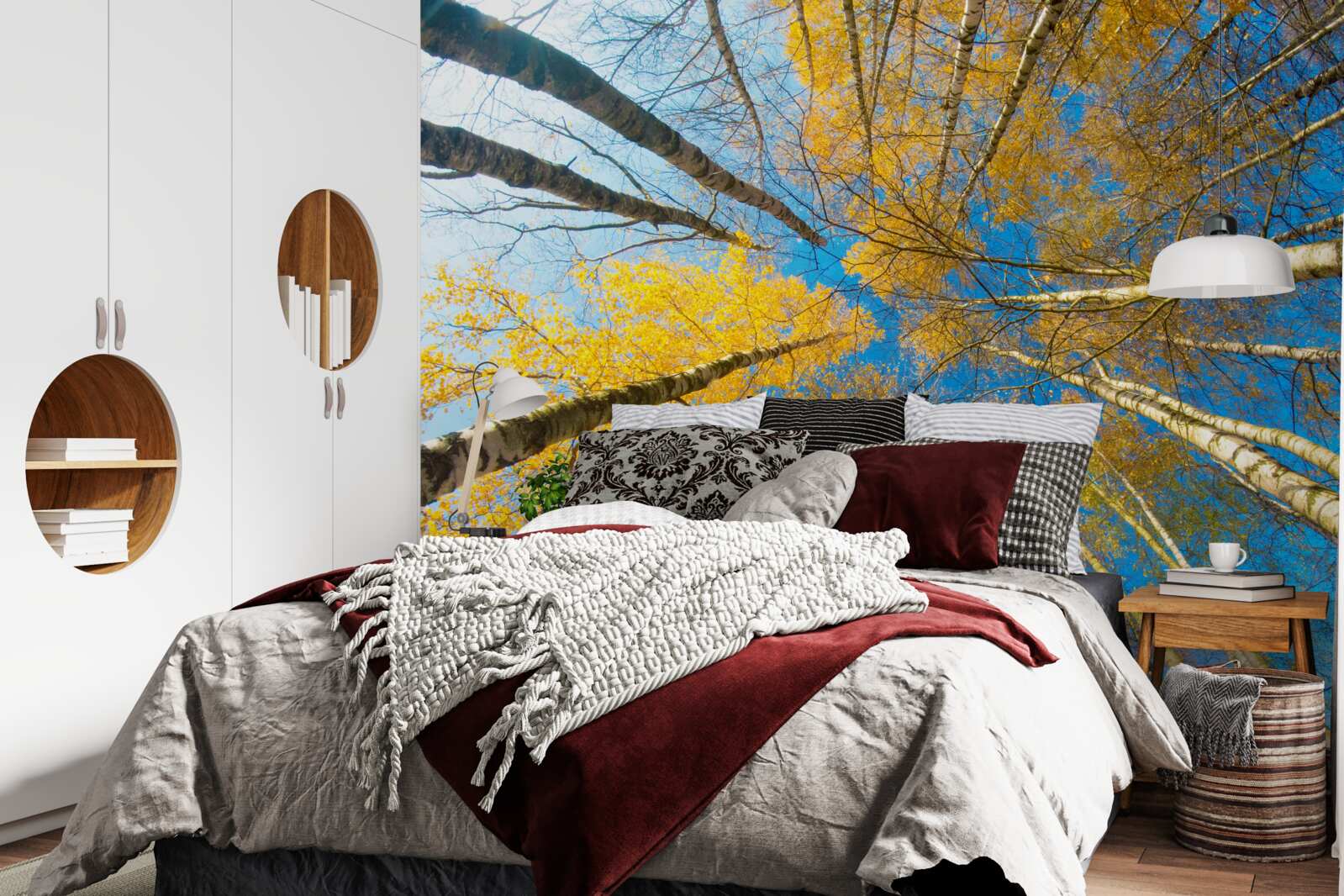 Fototapeta vrcholy vysokých stromov sú natreté žltou farbou