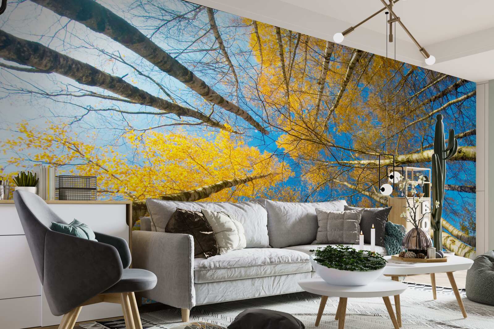 Fototapeta vrcholy vysokých stromov sú natreté žltou farbou