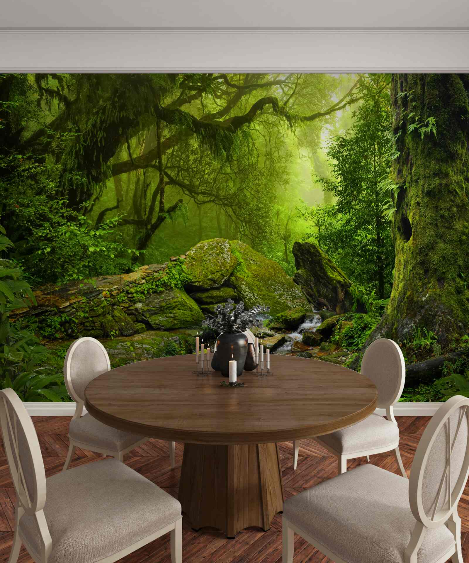 Fototapeta zelený les s vodopádom