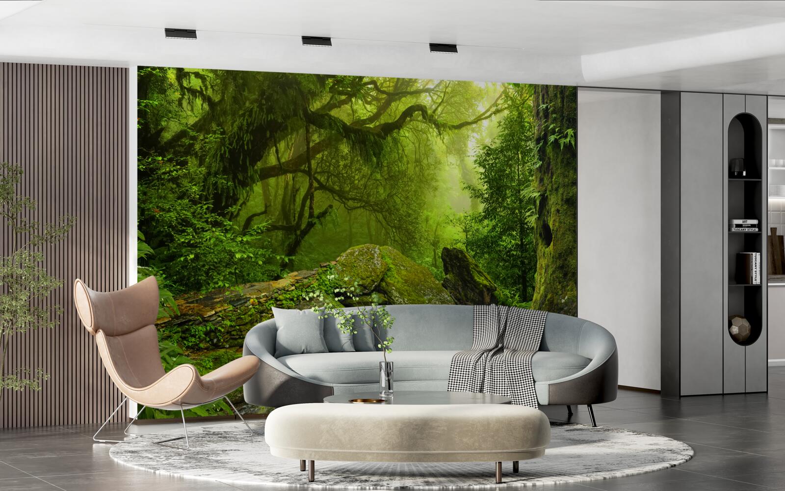 Fototapeta zelený les s vodopádom