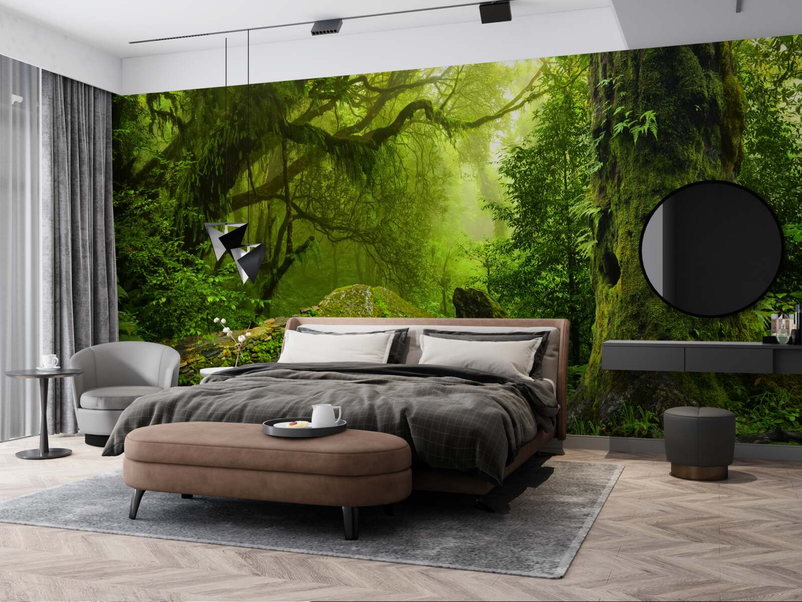 Fototapeta zelený les s vodopádom