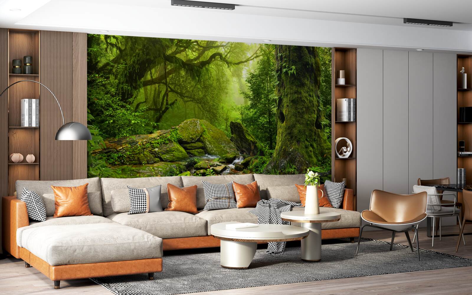 Fototapeta zelený les s vodopádom