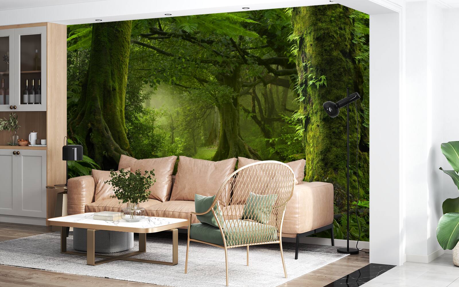 Fototapeta kaskáda v zelenej scenérii listnatého lesa