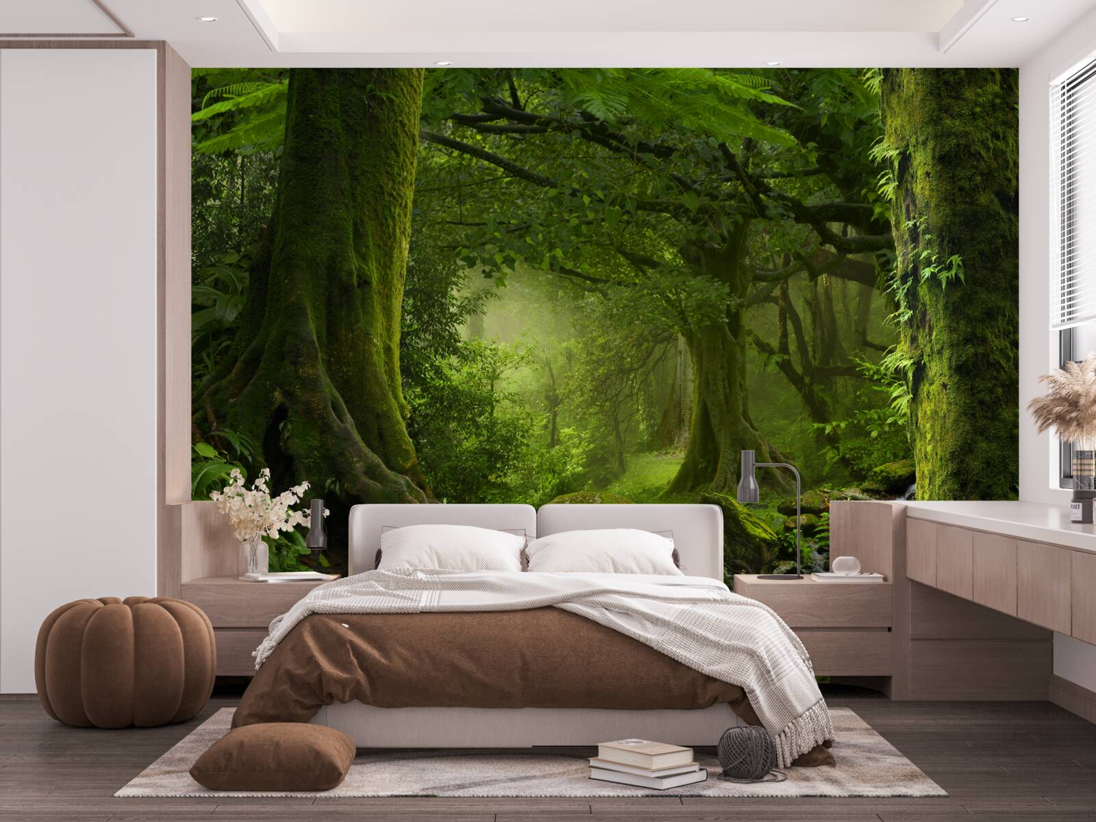 Fototapeta kaskáda v zelenej scenérii listnatého lesa