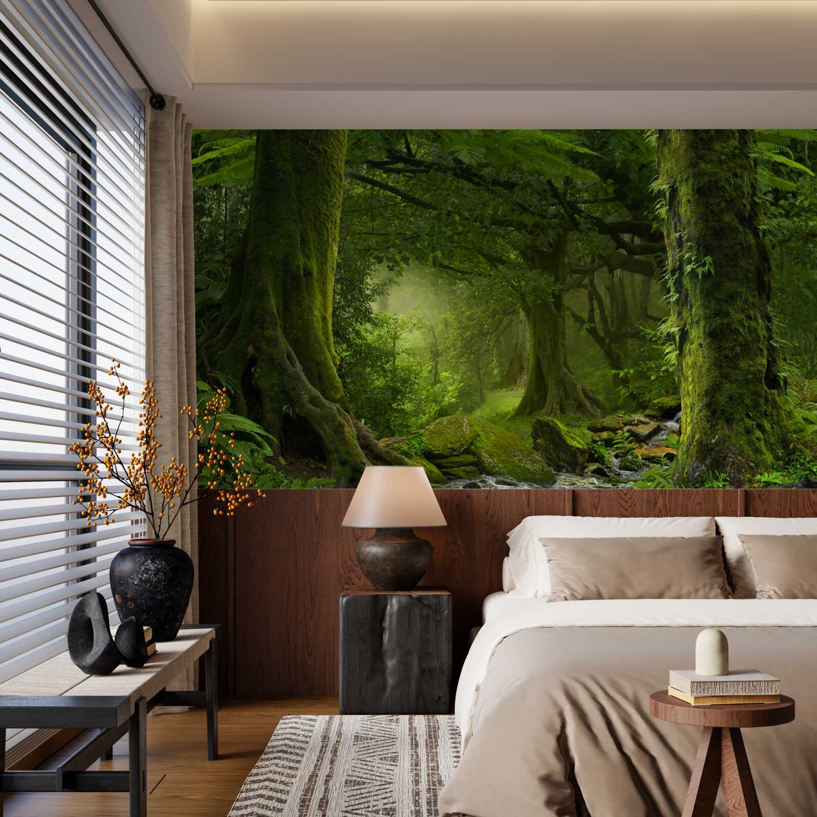 Fototapeta kaskáda v zelenej scenérii listnatého lesa