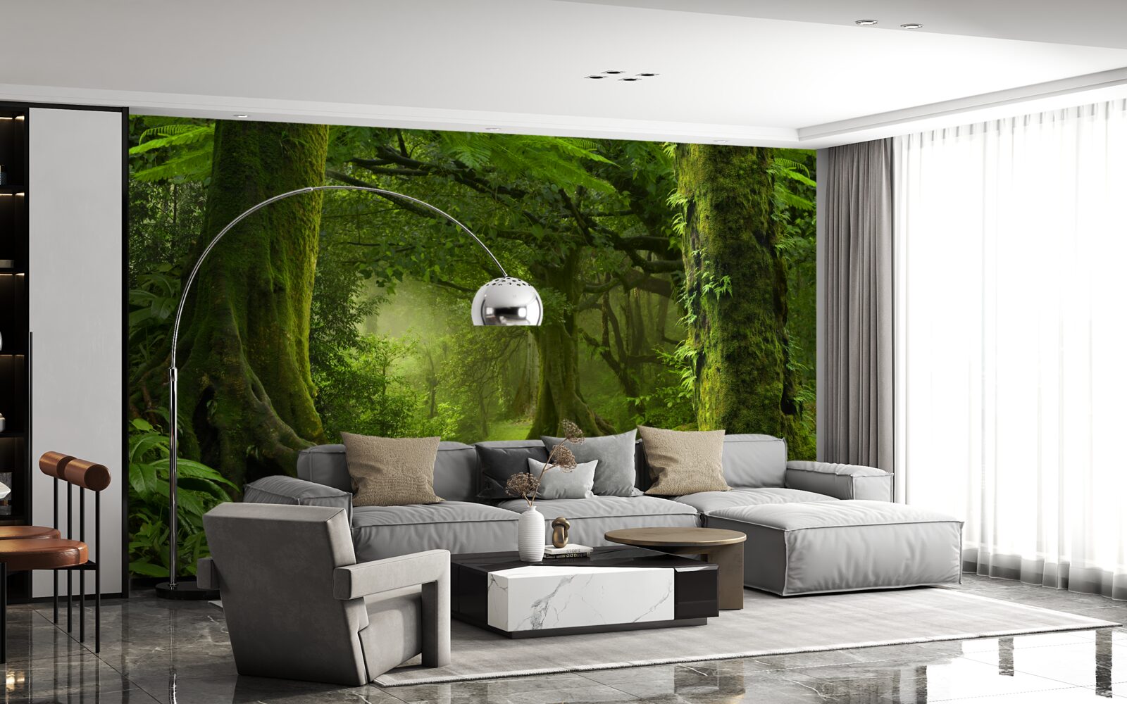 Fototapeta kaskáda v zelenej scenérii listnatého lesa