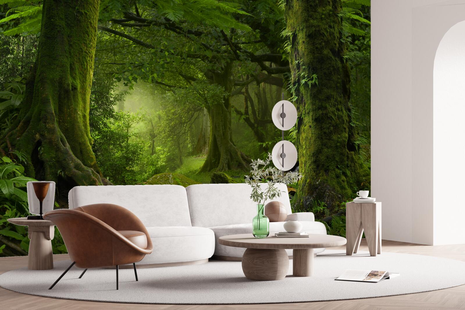 Fototapeta kaskáda v zelenej scenérii listnatého lesa