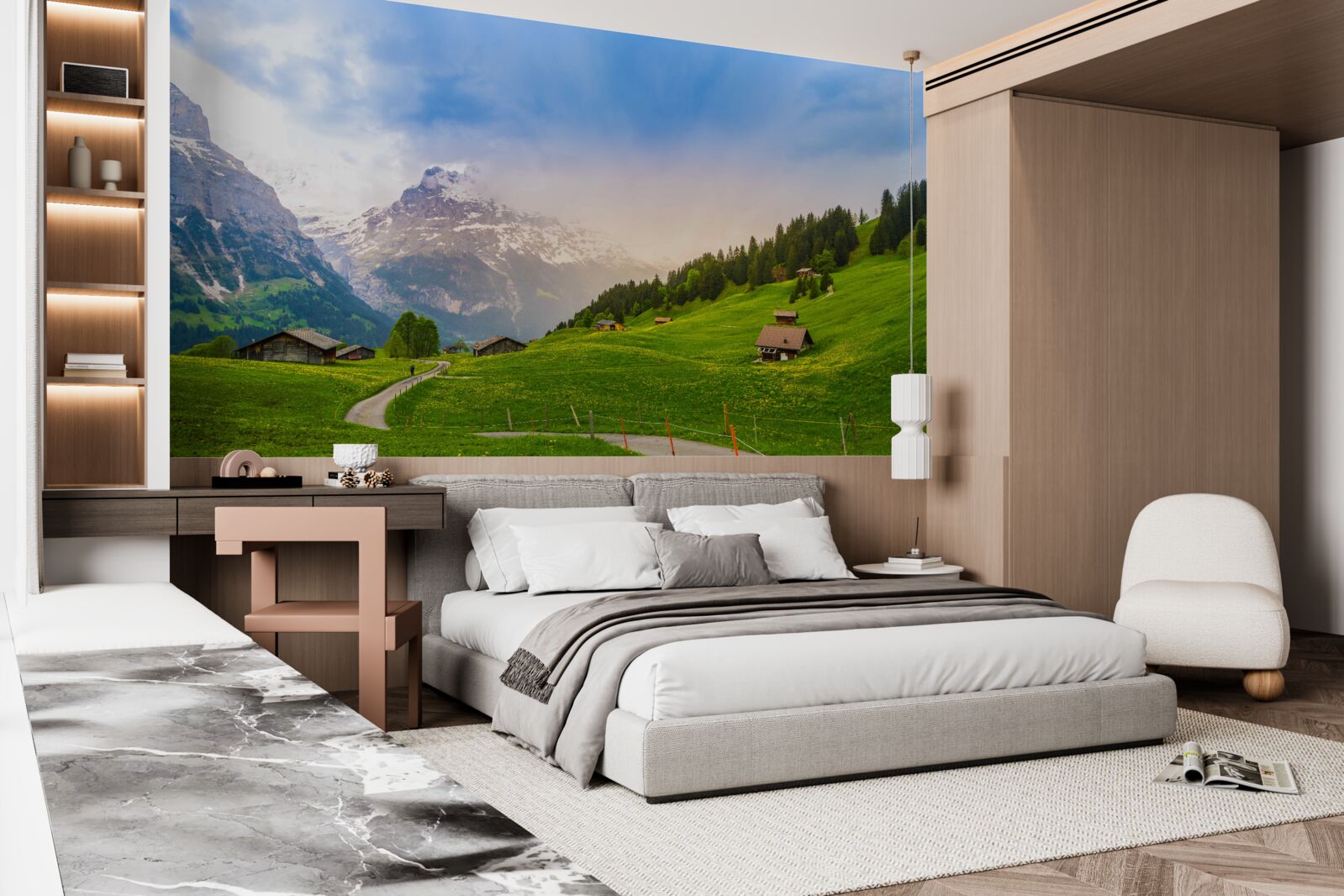 Fototapeta Cesta cez zelené ľadovce smerom k horám