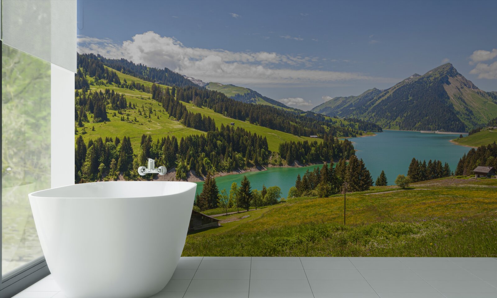 Fototapeta Jazero Ongren s azúrovou vodou v horách