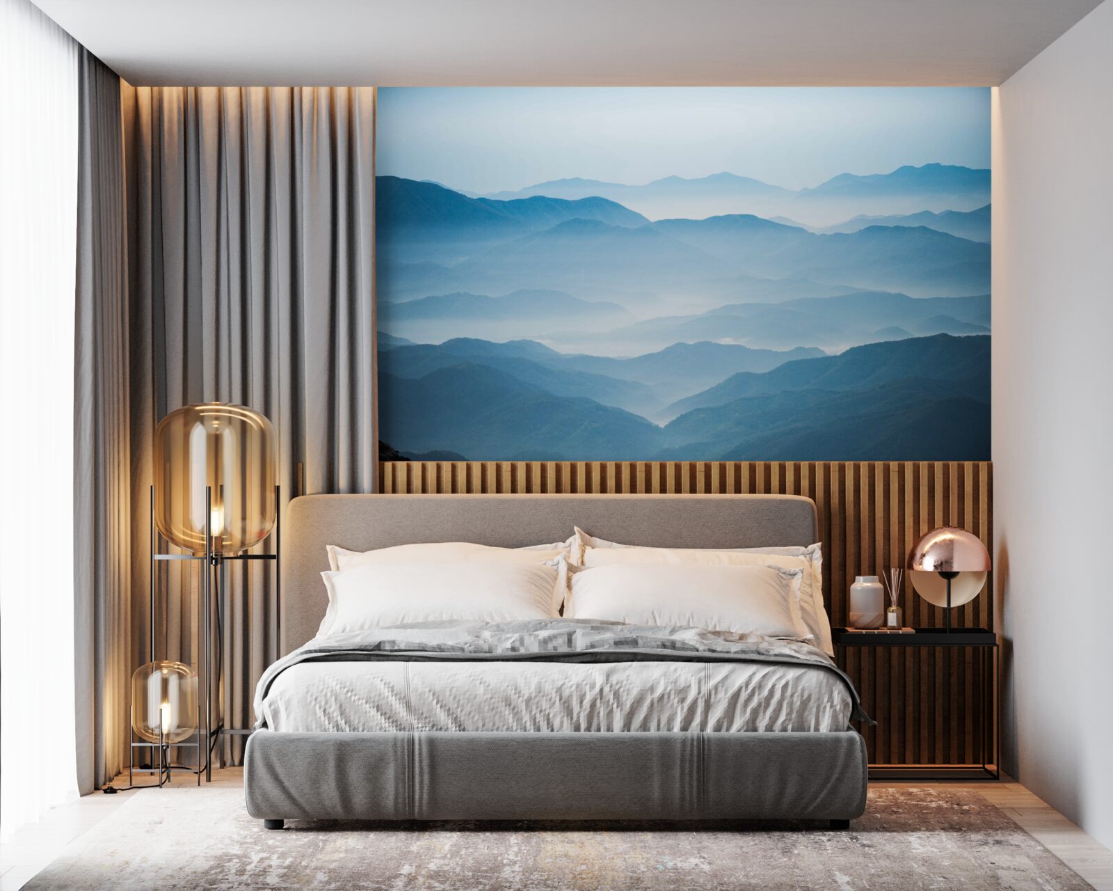 Fototapeta ranná hmla pokrývajúca vrcholky hôr