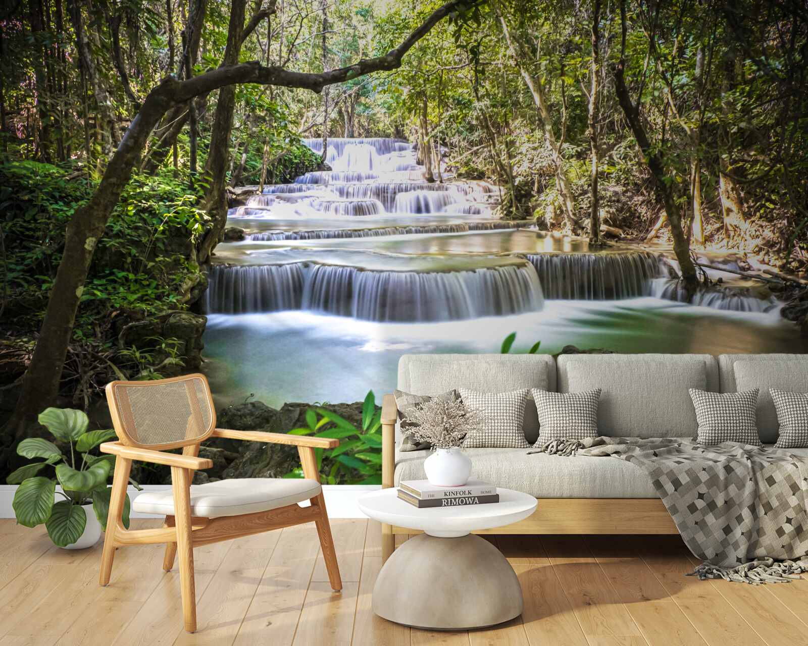 Fototapeta lesné vodopády kaskádovité za úsvitu