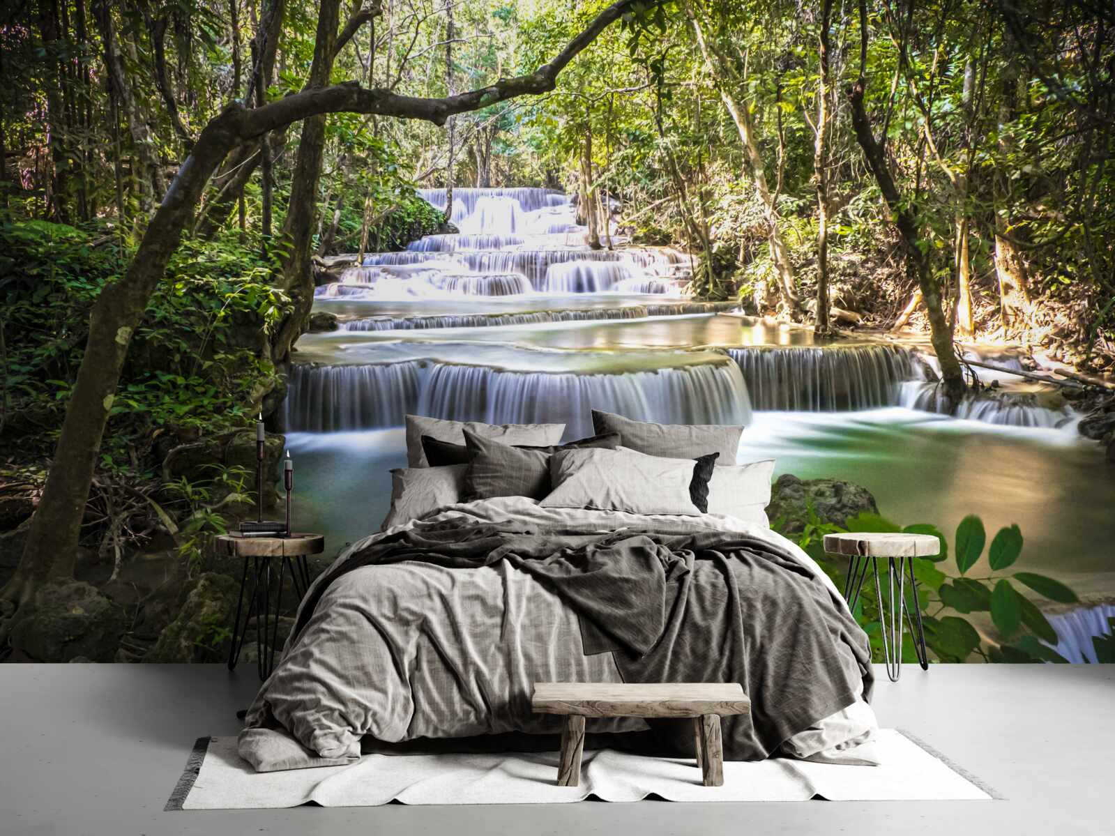 Fototapeta lesné vodopády kaskádovité za úsvitu