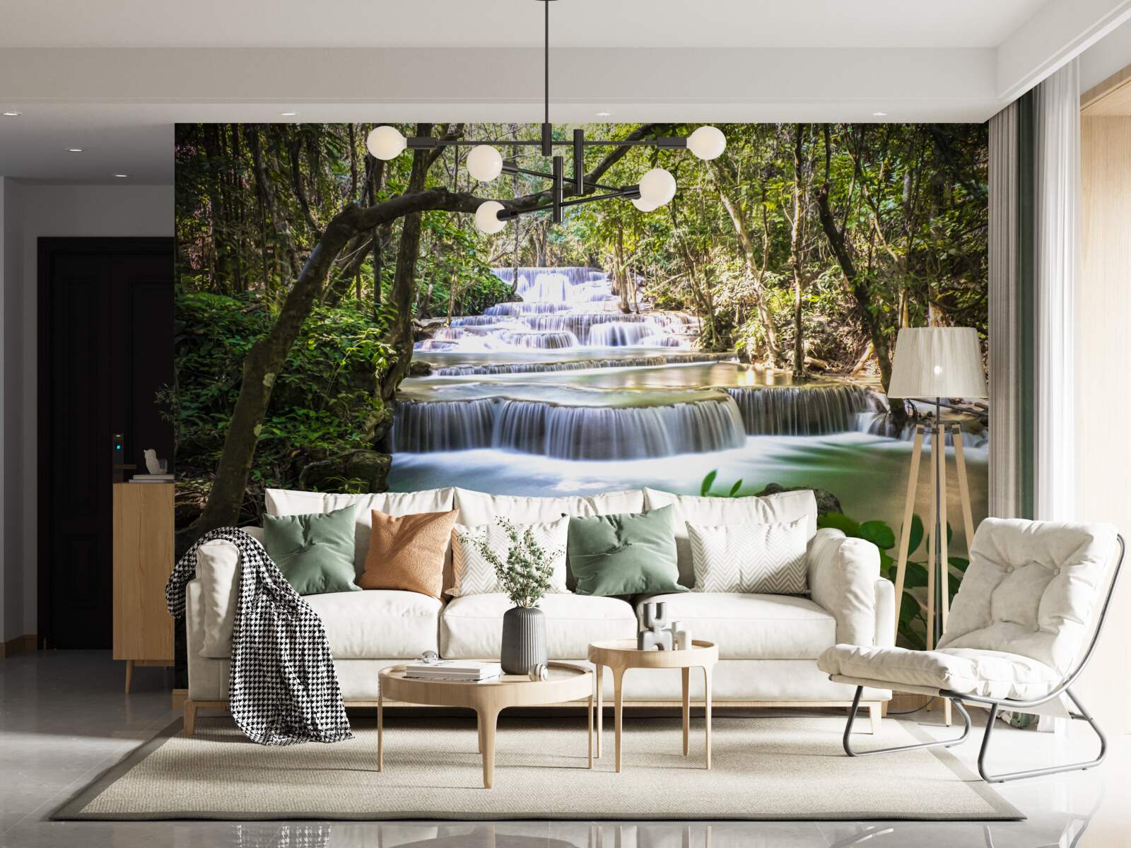 Fototapeta lesné vodopády kaskádovité za úsvitu