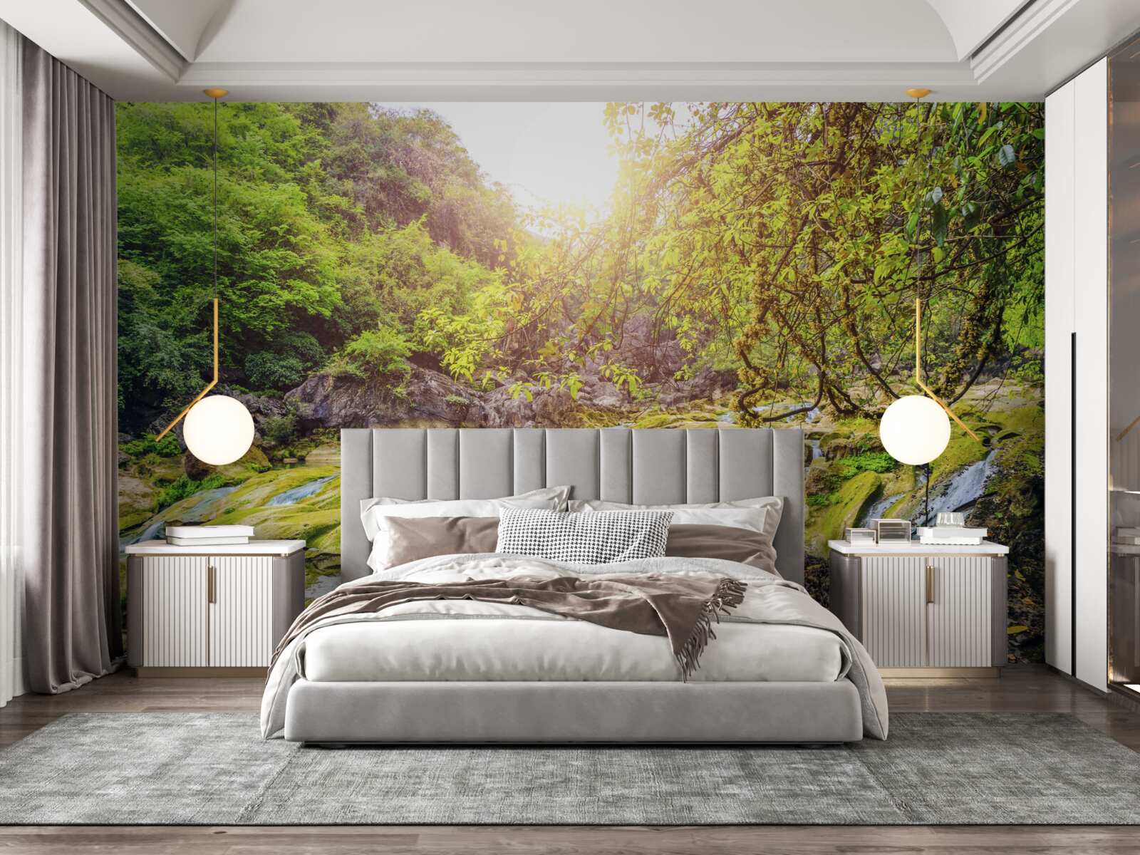 Fototapeta východ slnka nad riekou s jej farebnou prírodou