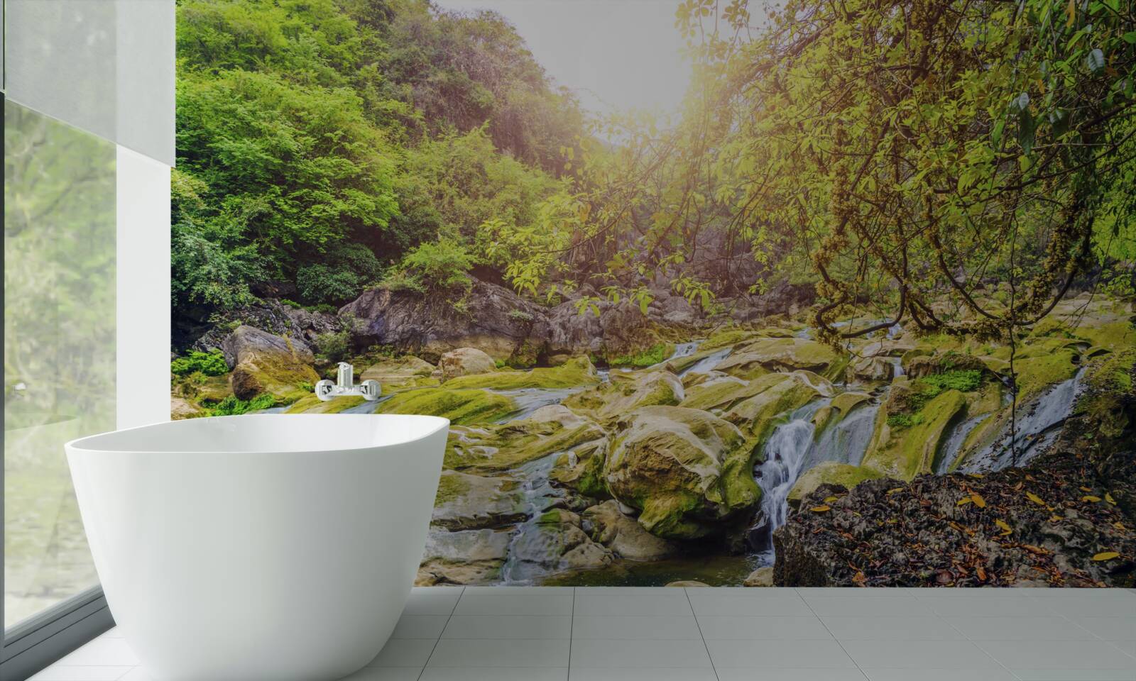 Fototapeta východ slnka nad riekou s jej farebnou prírodou