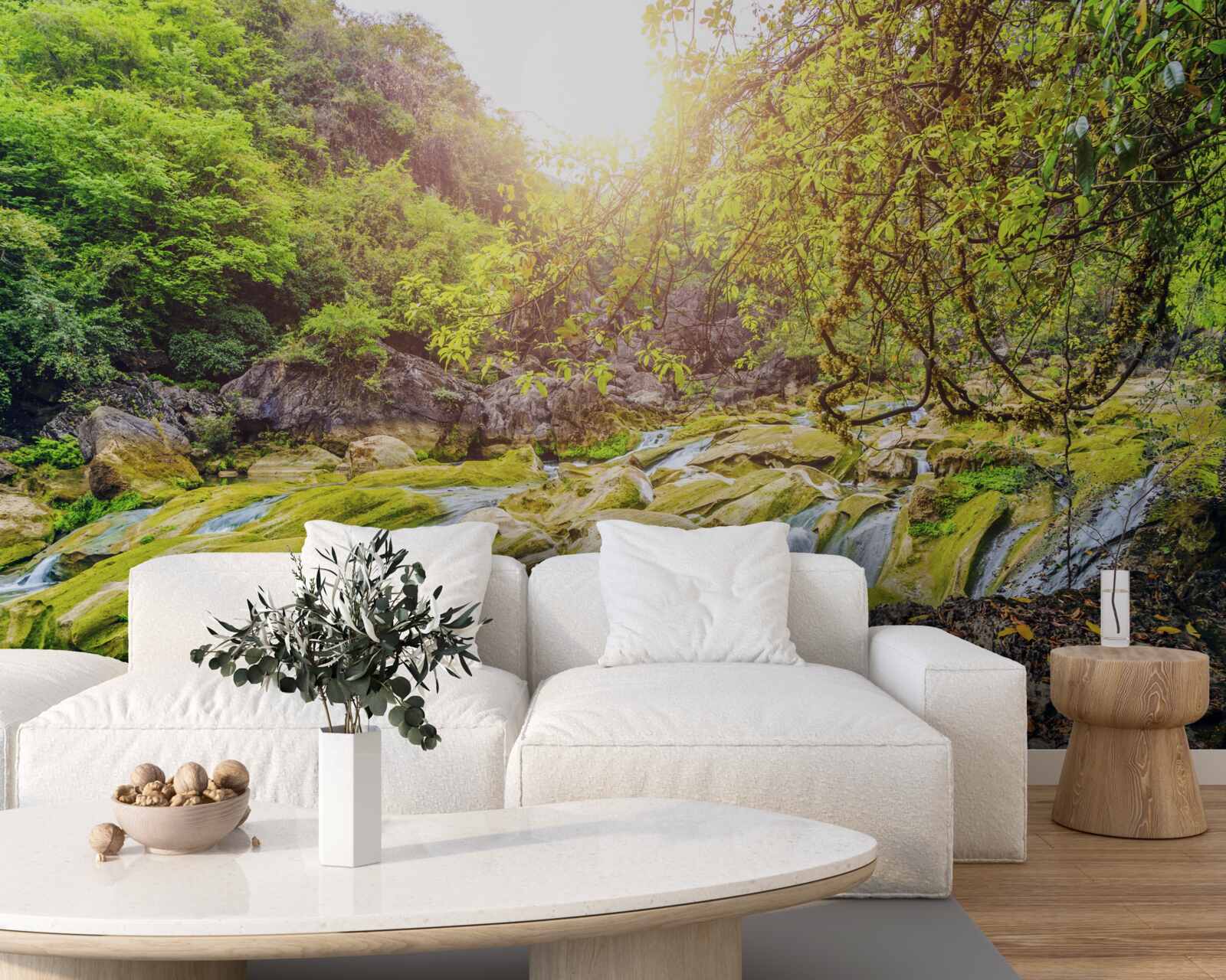 Fototapeta východ slnka nad riekou s jej farebnou prírodou