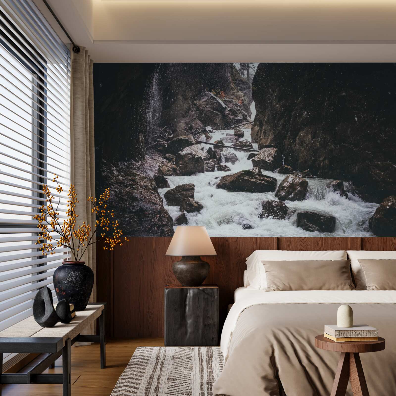 Fototapeta Medzi skalami je majestátny horský vodopád