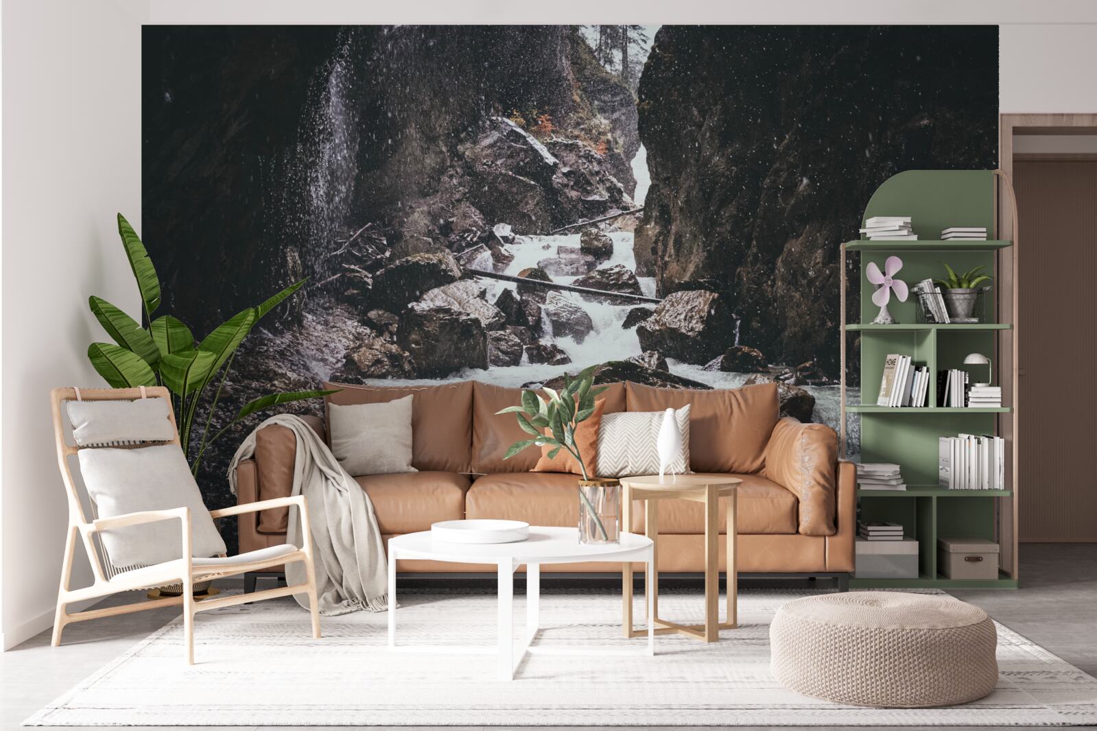 Fototapeta Medzi skalami je majestátny horský vodopád