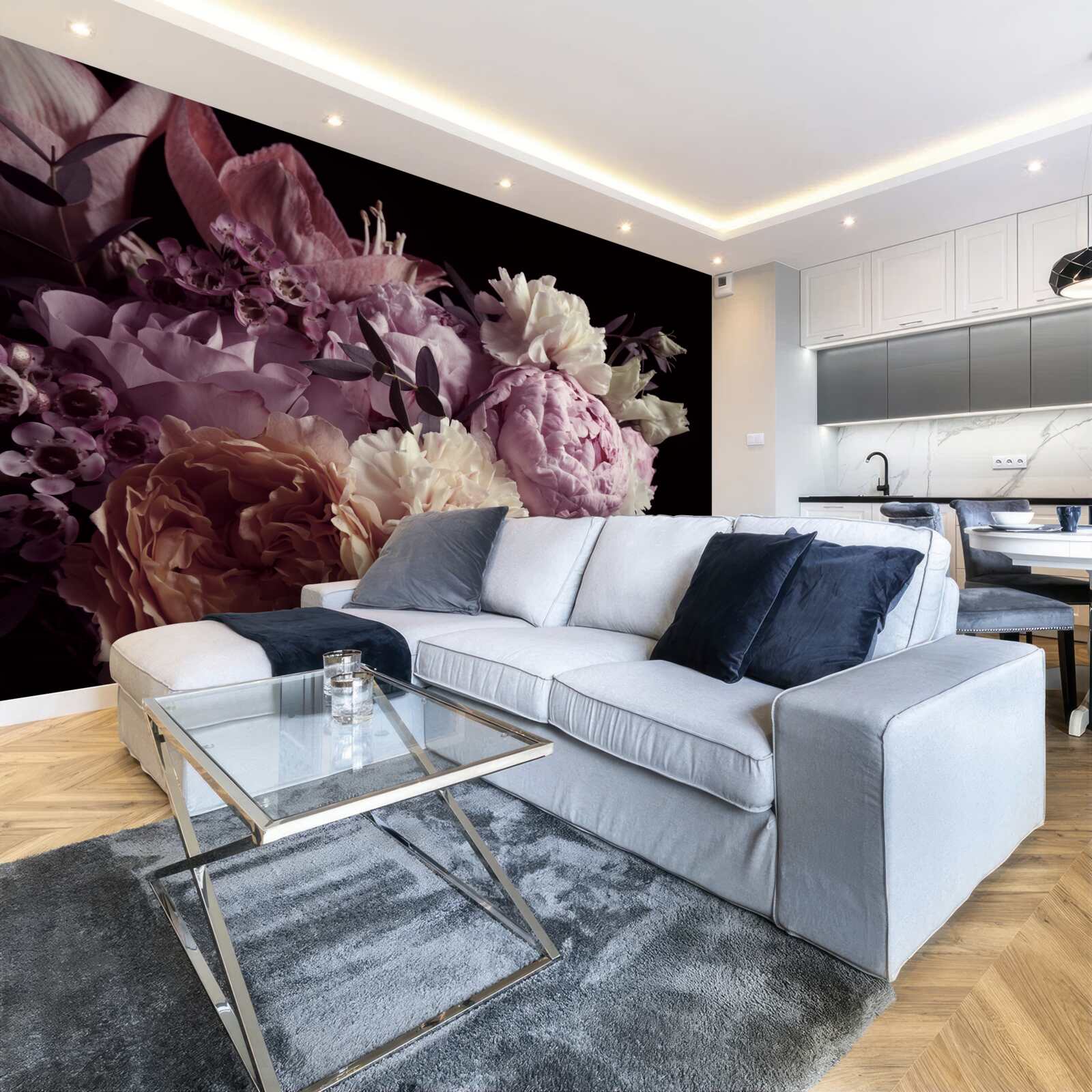 Fototapeta Kytica v štýle vintage na čiernom podklade, pripomínajúca jeseň