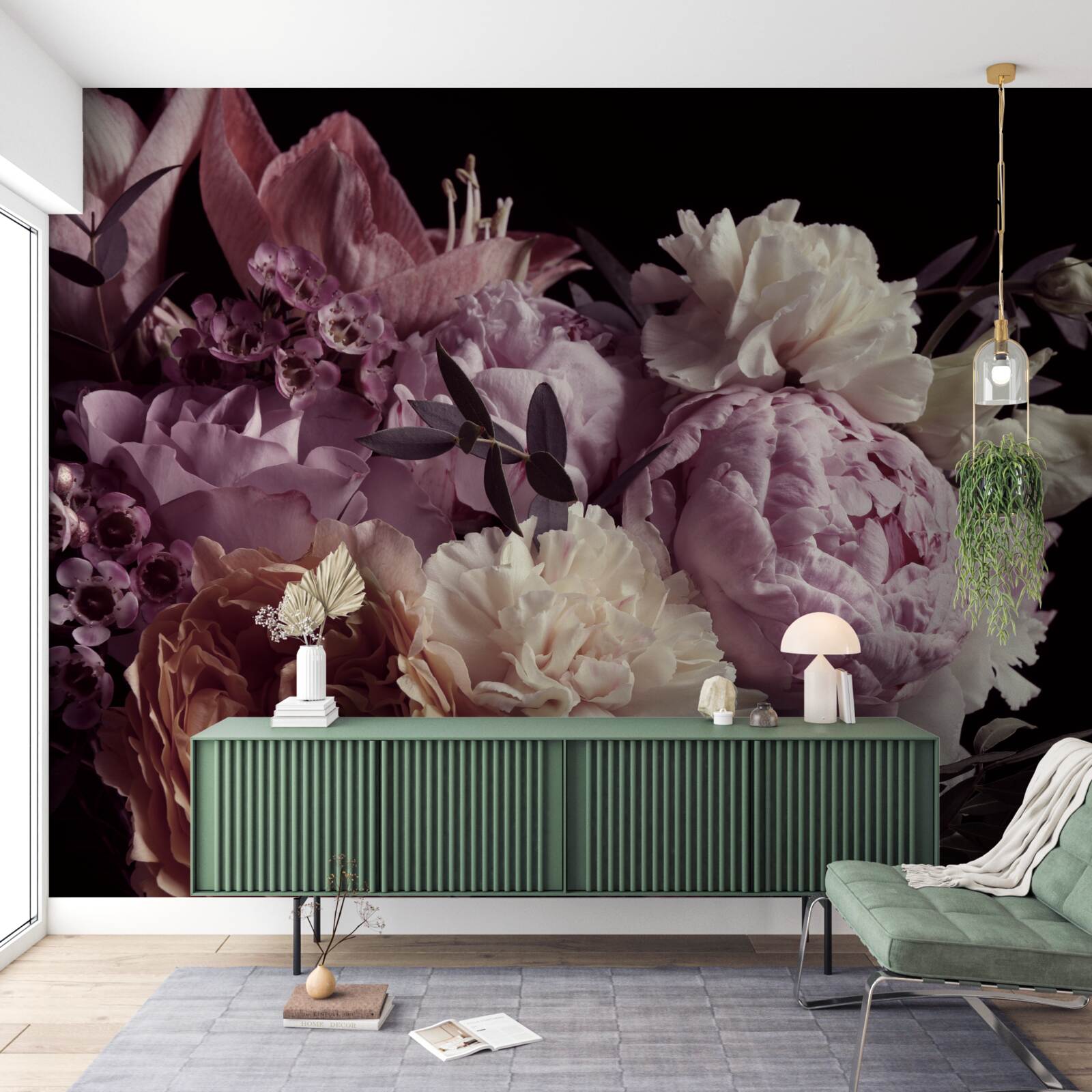 Fototapeta Kytica v štýle vintage na čiernom podklade, pripomínajúca jeseň