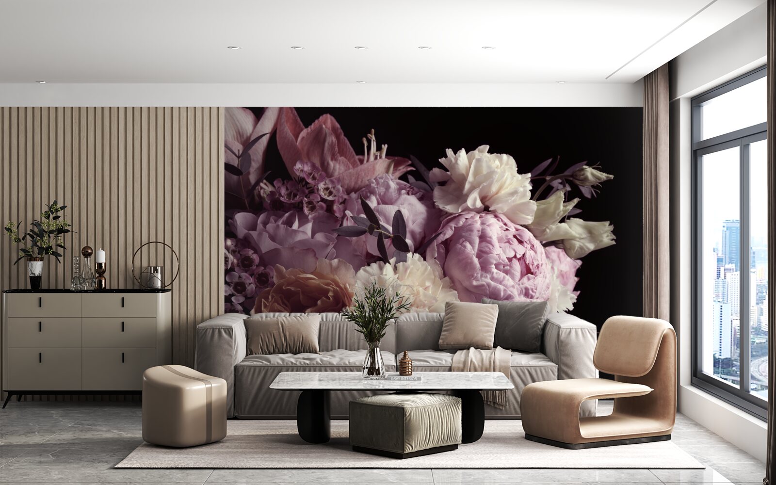 Fototapeta Kytica v štýle vintage na čiernom podklade, pripomínajúca jeseň