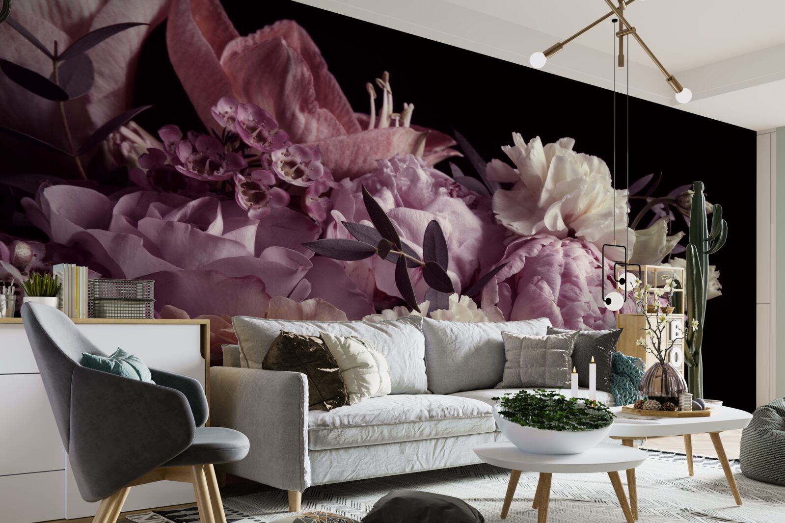 Fototapeta Kytica v štýle vintage na čiernom podklade, pripomínajúca jeseň