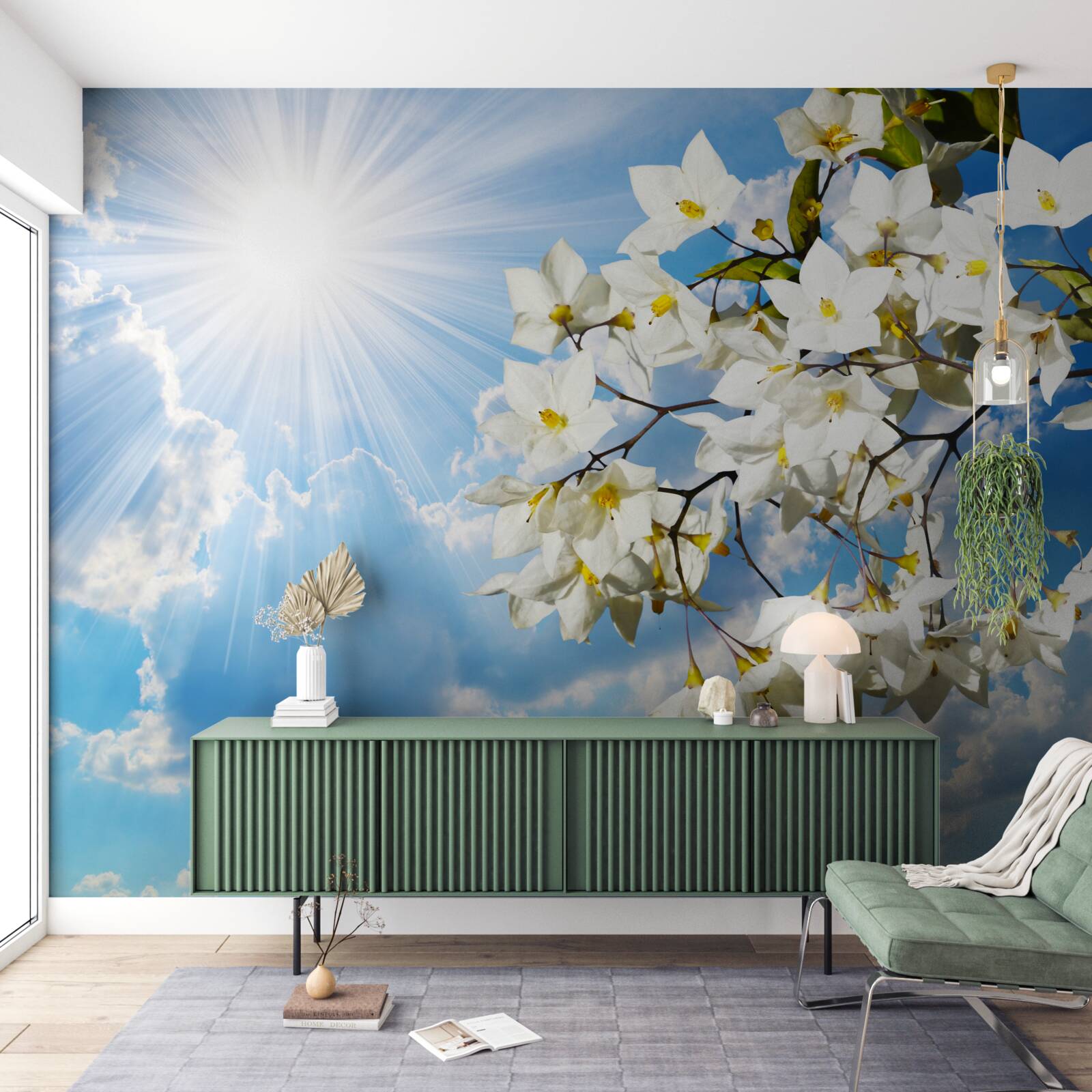 Fototapeta kvitnúca vetva snehobieleho jazmínu